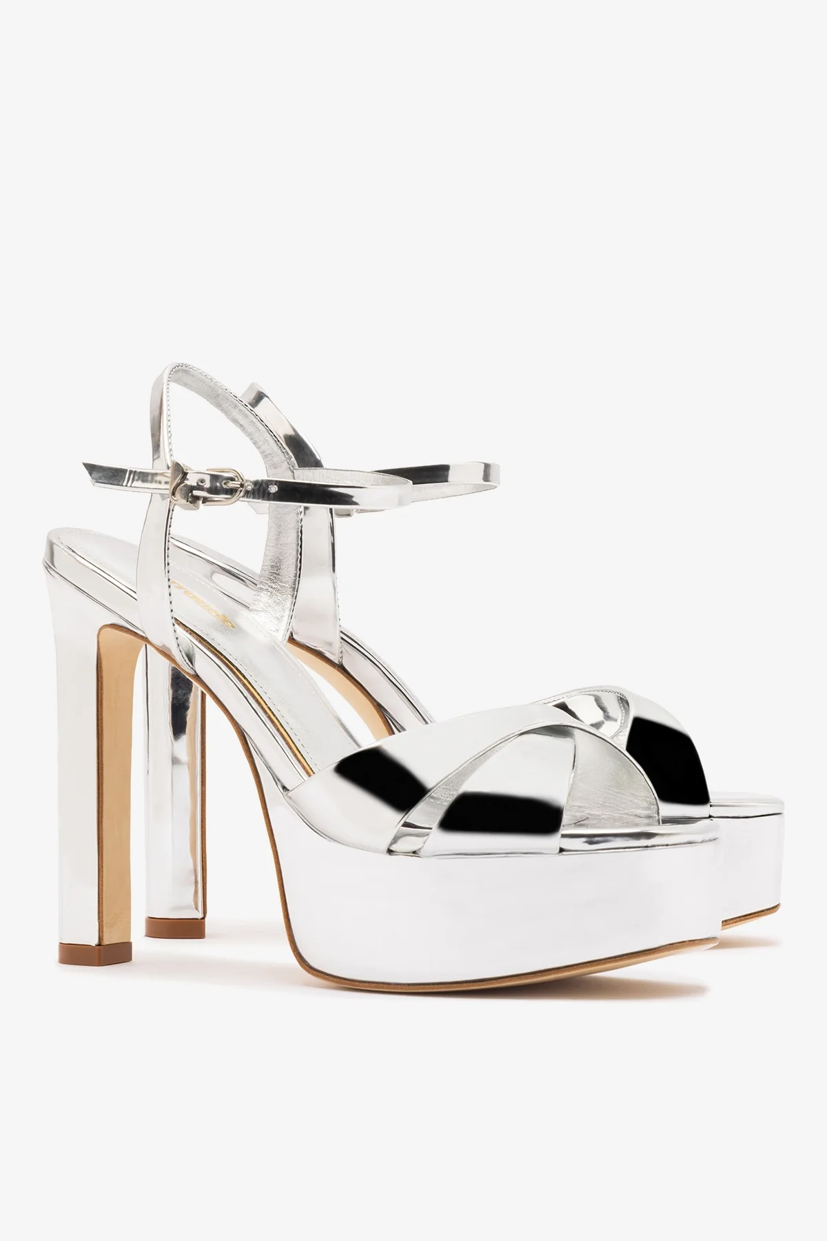 Bianca High Platform Sandal In Silver Specchio - Image 3