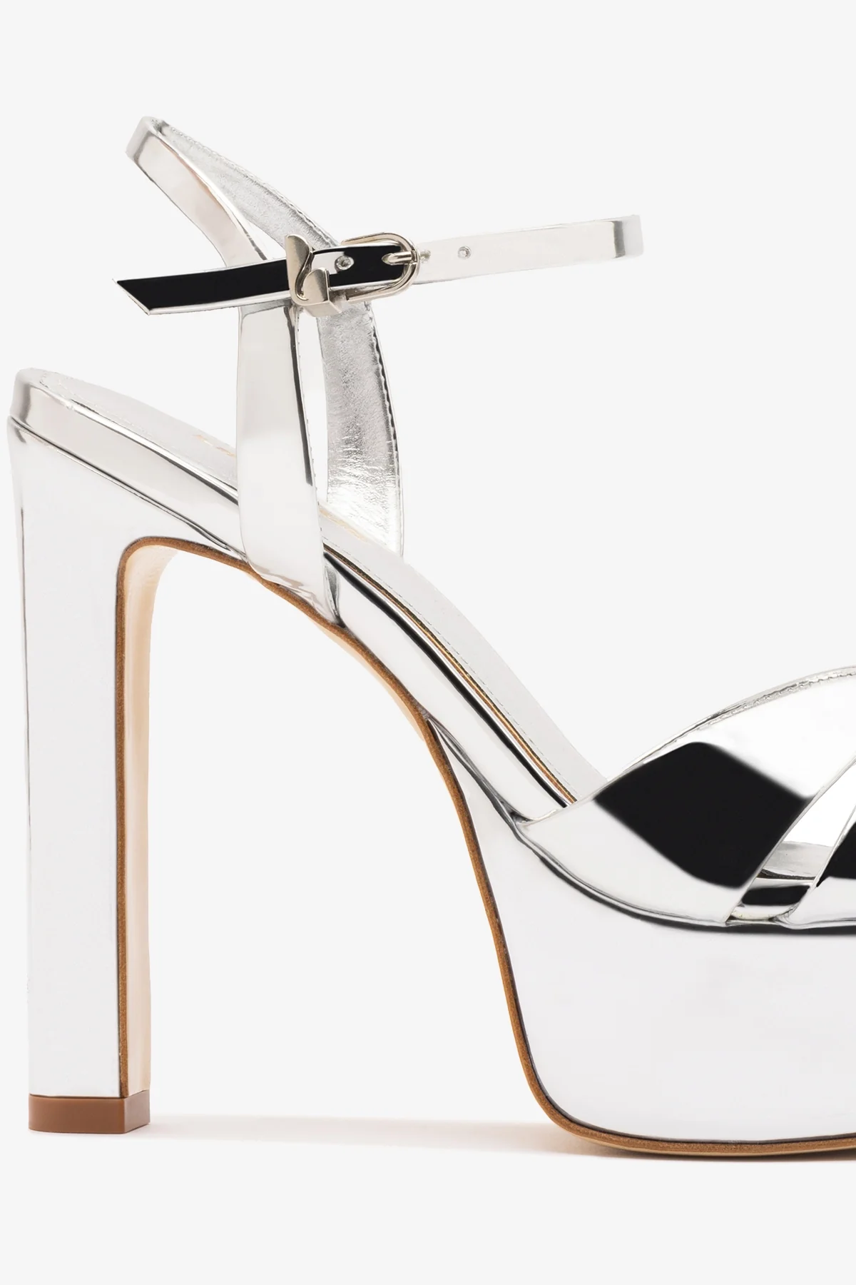Bianca High Platform Sandal In Silver Specchio - Image 4