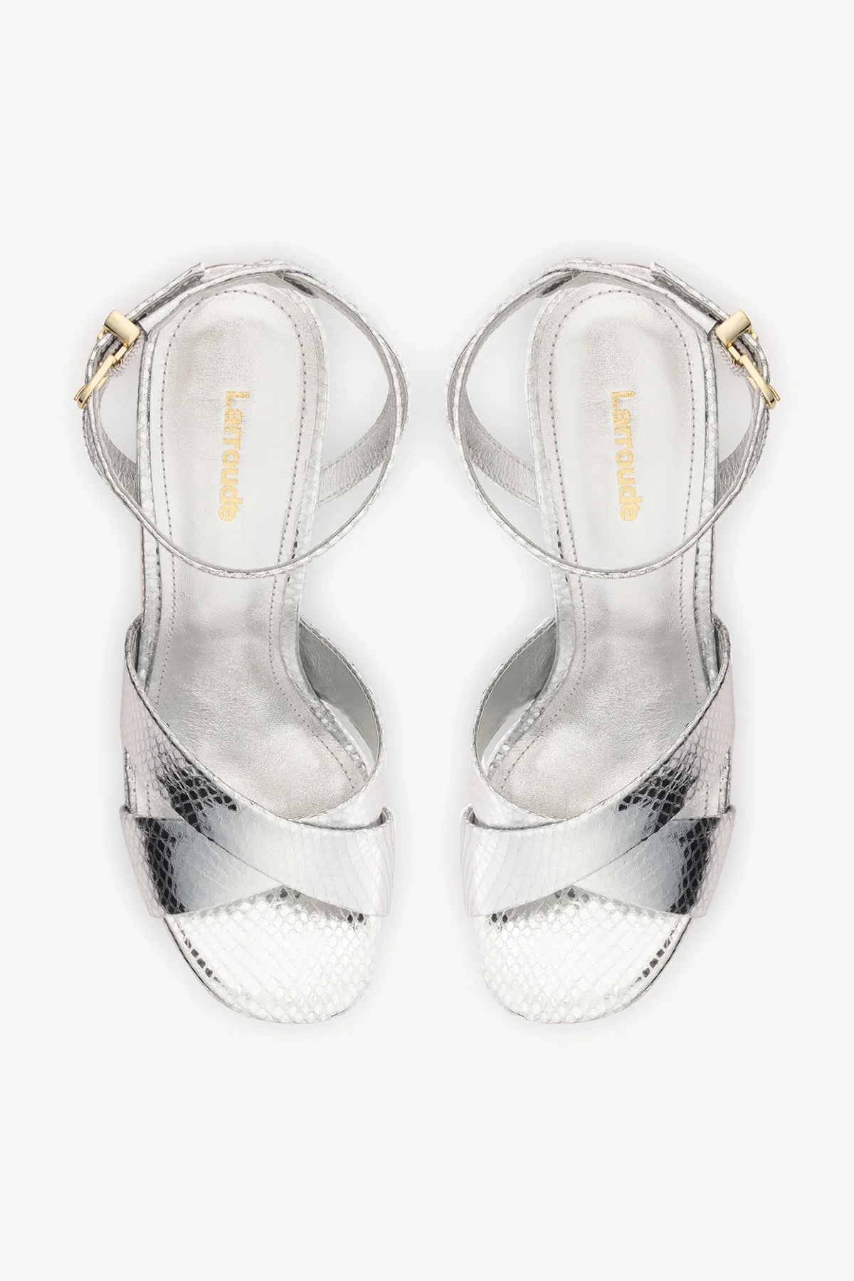 Dolly X Platform Sandal In Silver Snake Leather - Image 6