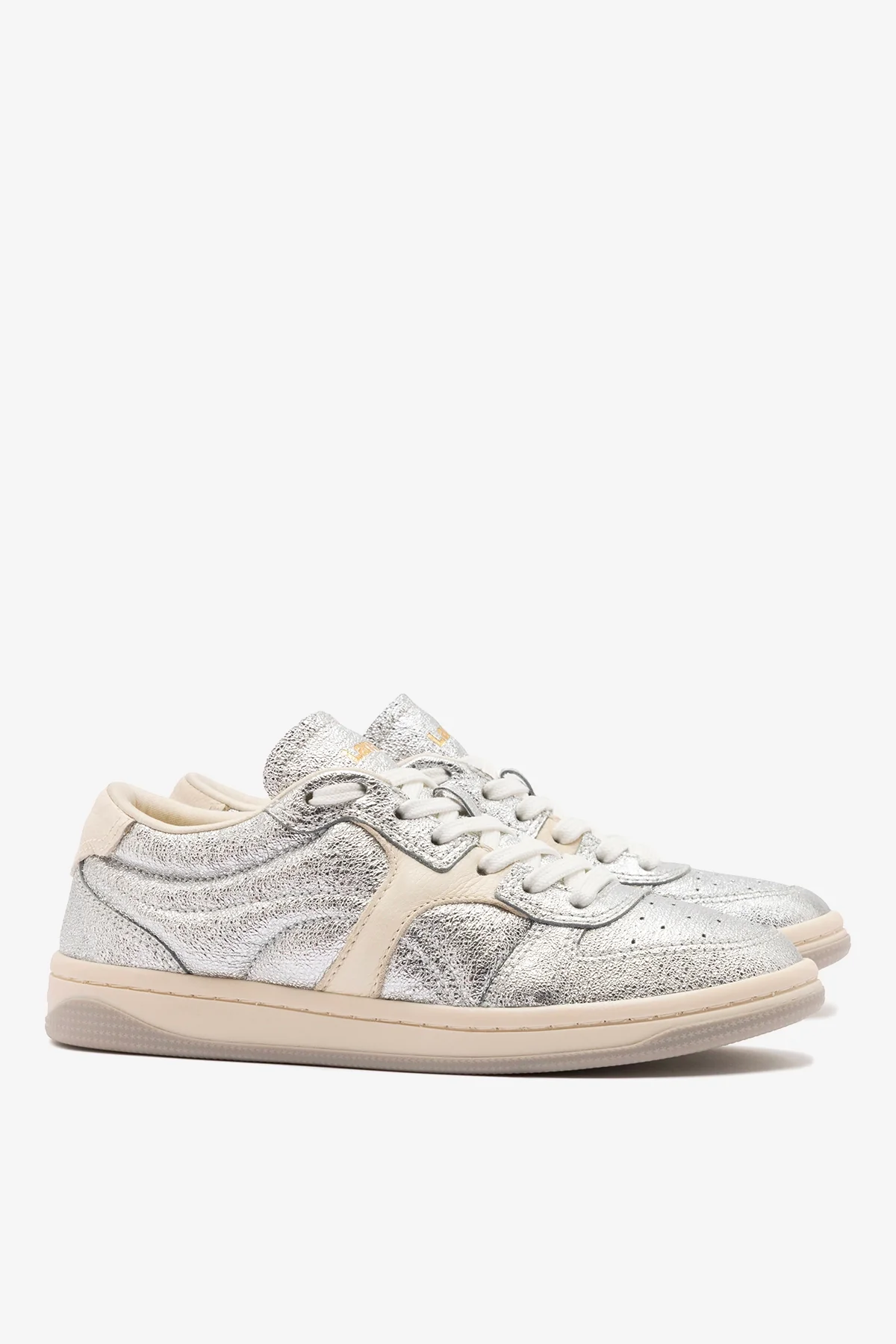 George Sneaker In Silver Sparkle Leather and Ivory Leather - Image 3