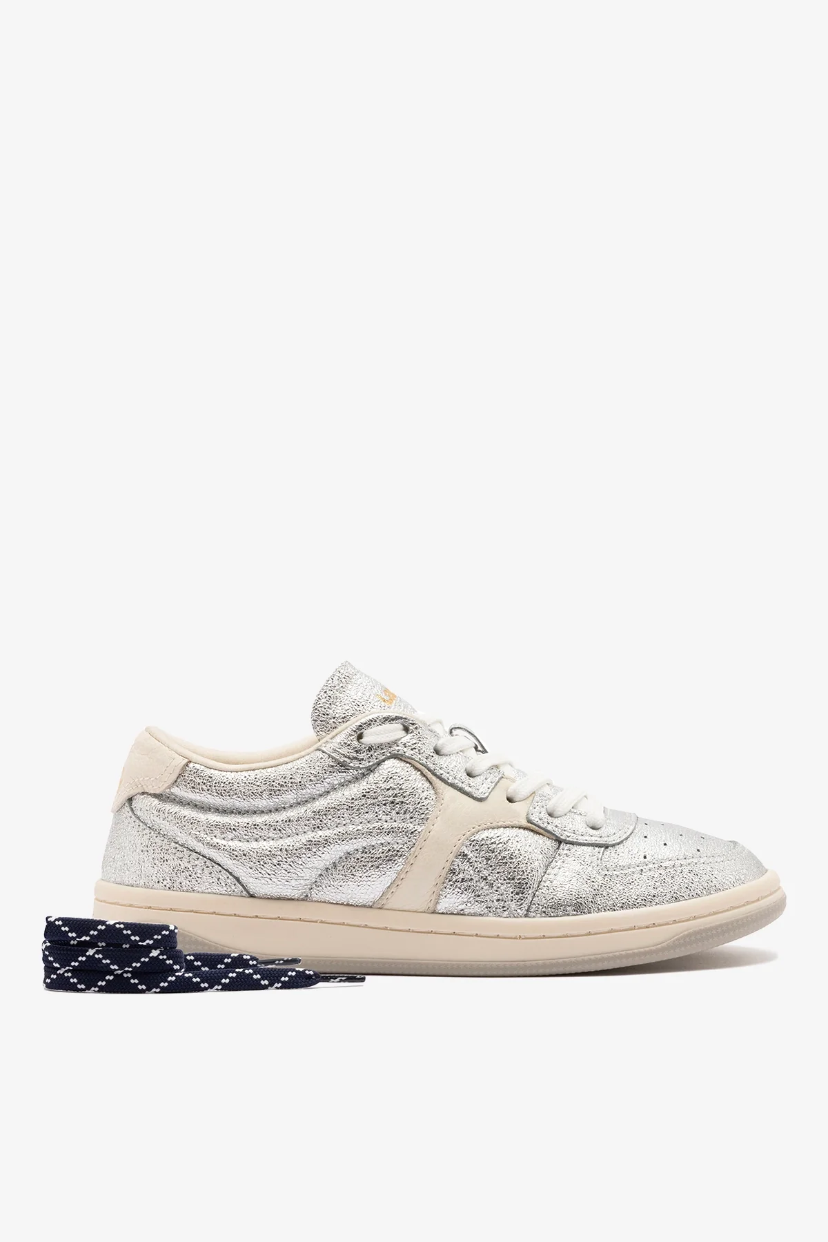 George Sneaker In Silver Sparkle Leather and Ivory Leather - Image 4