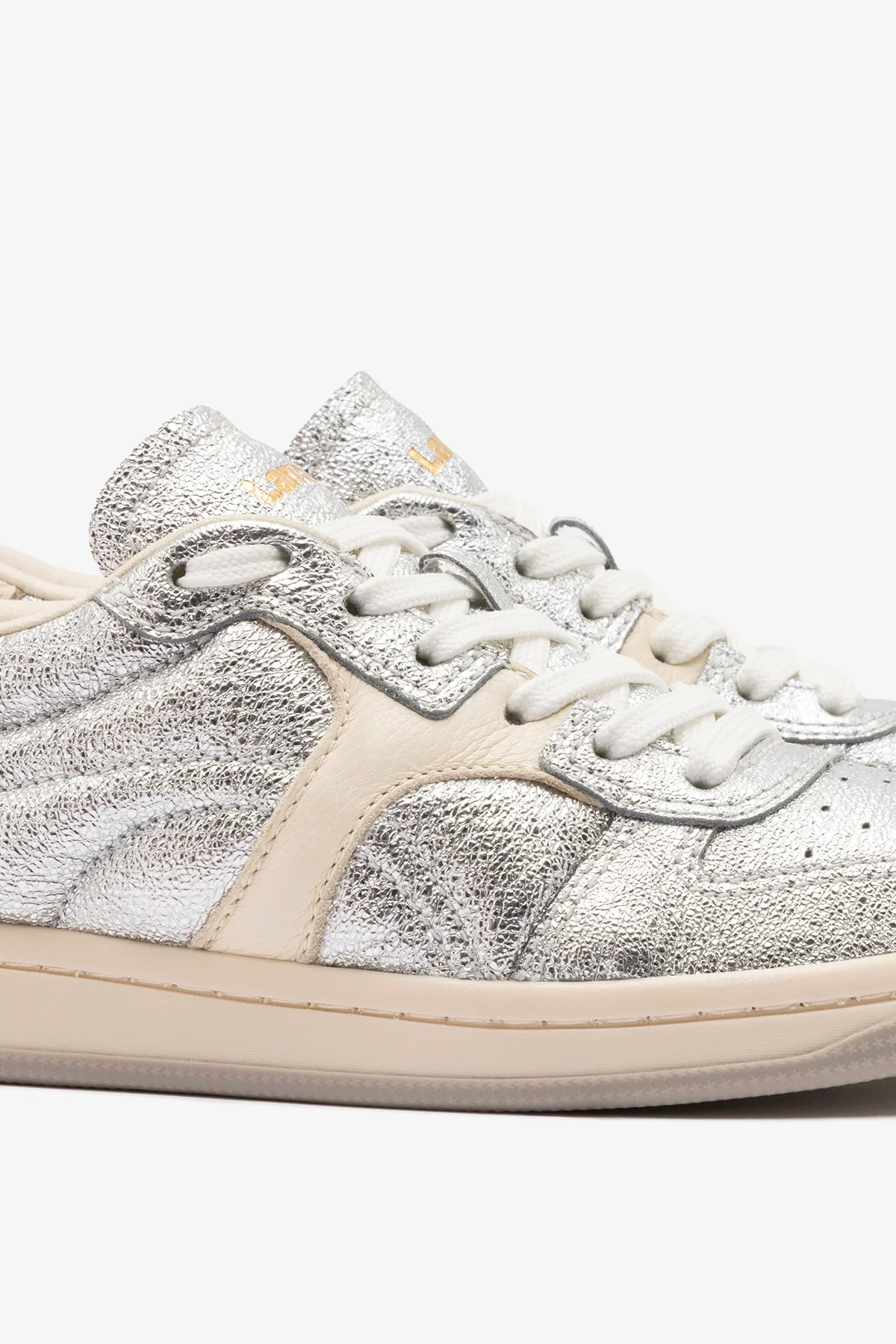George Sneaker In Silver Sparkle Leather and Ivory Leather - Image 5