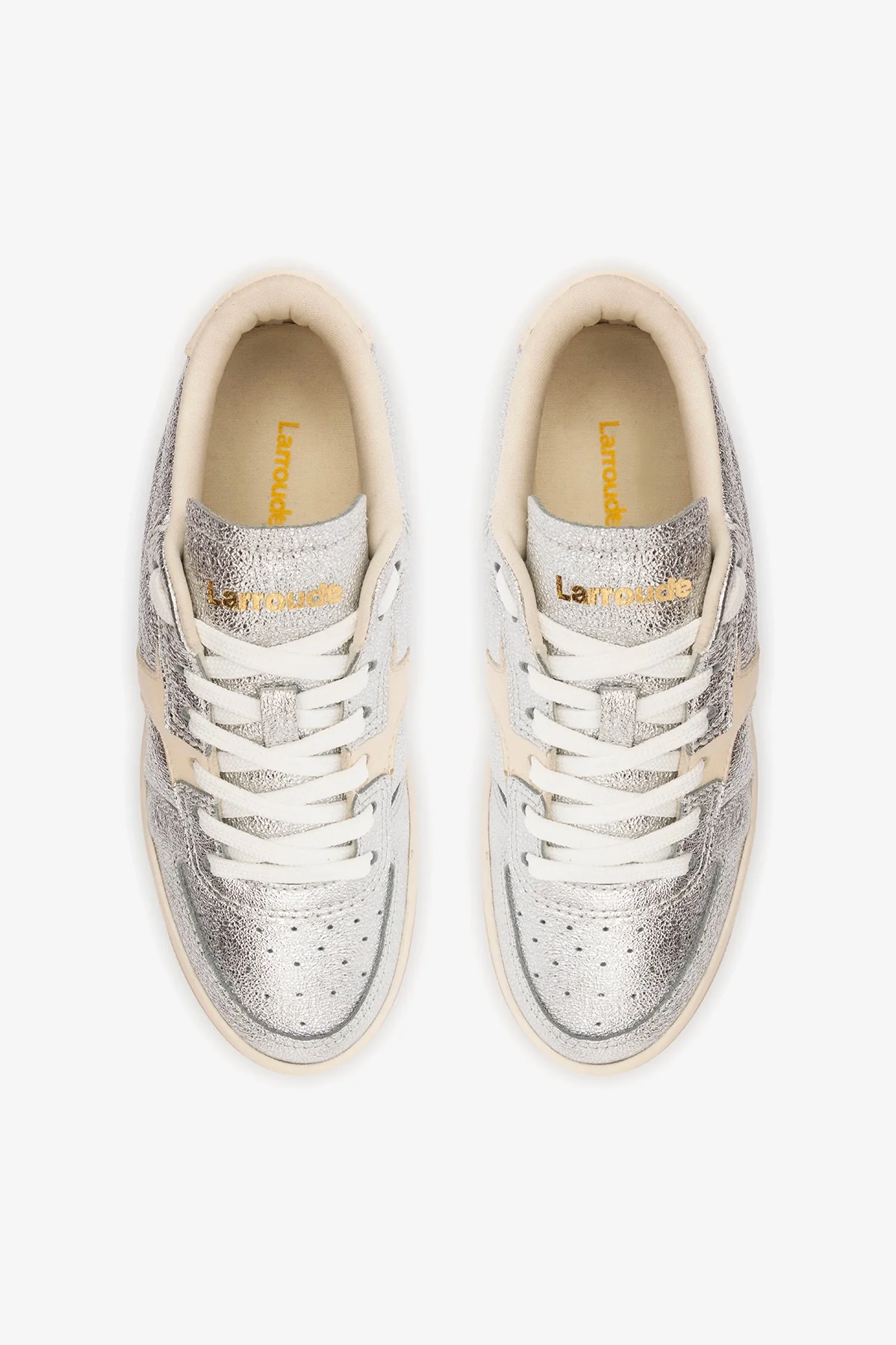 George Sneaker In Silver Sparkle Leather and Ivory Leather - Image 8