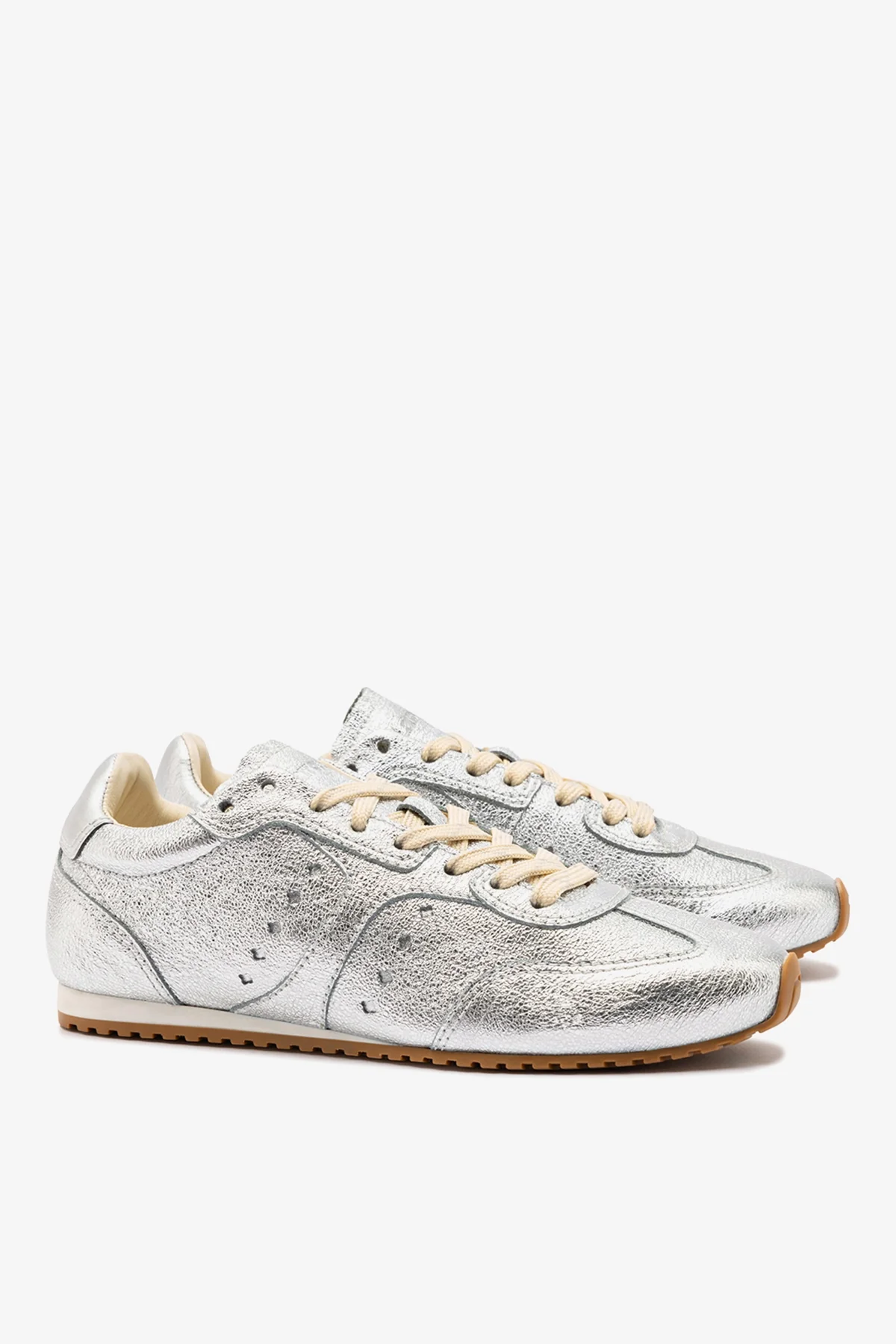 Stella Sneaker In Silver Metallic Leather - Image 3