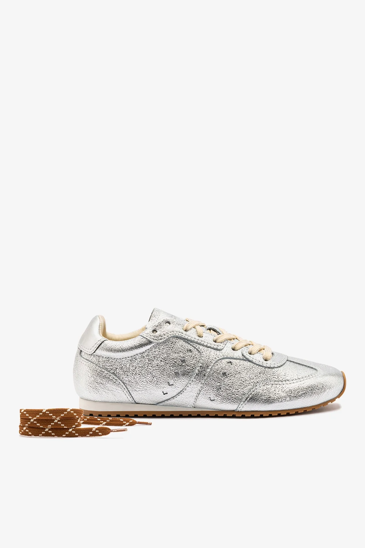 Stella Sneaker In Silver Metallic Leather - Image 5