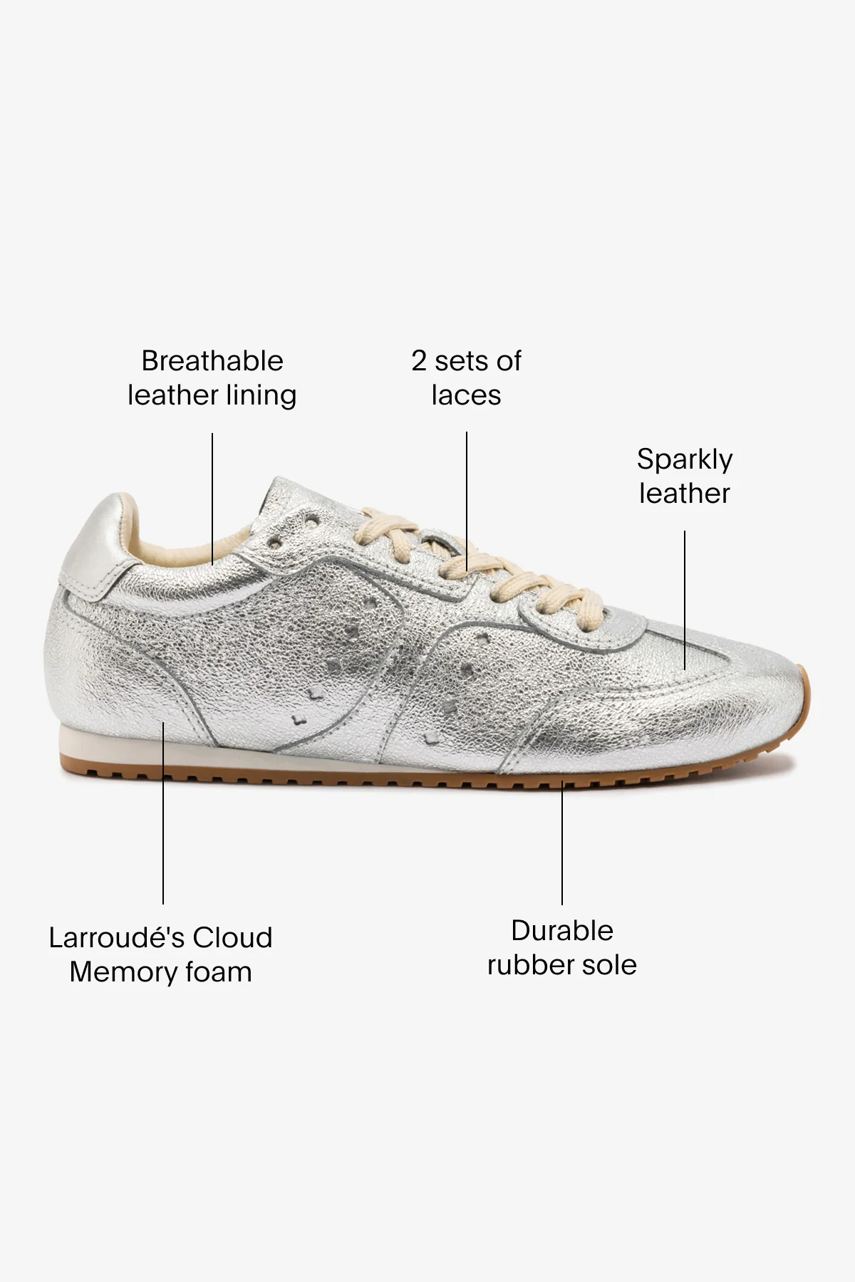 Stella Sneaker In Silver Metallic Leather - Image 6