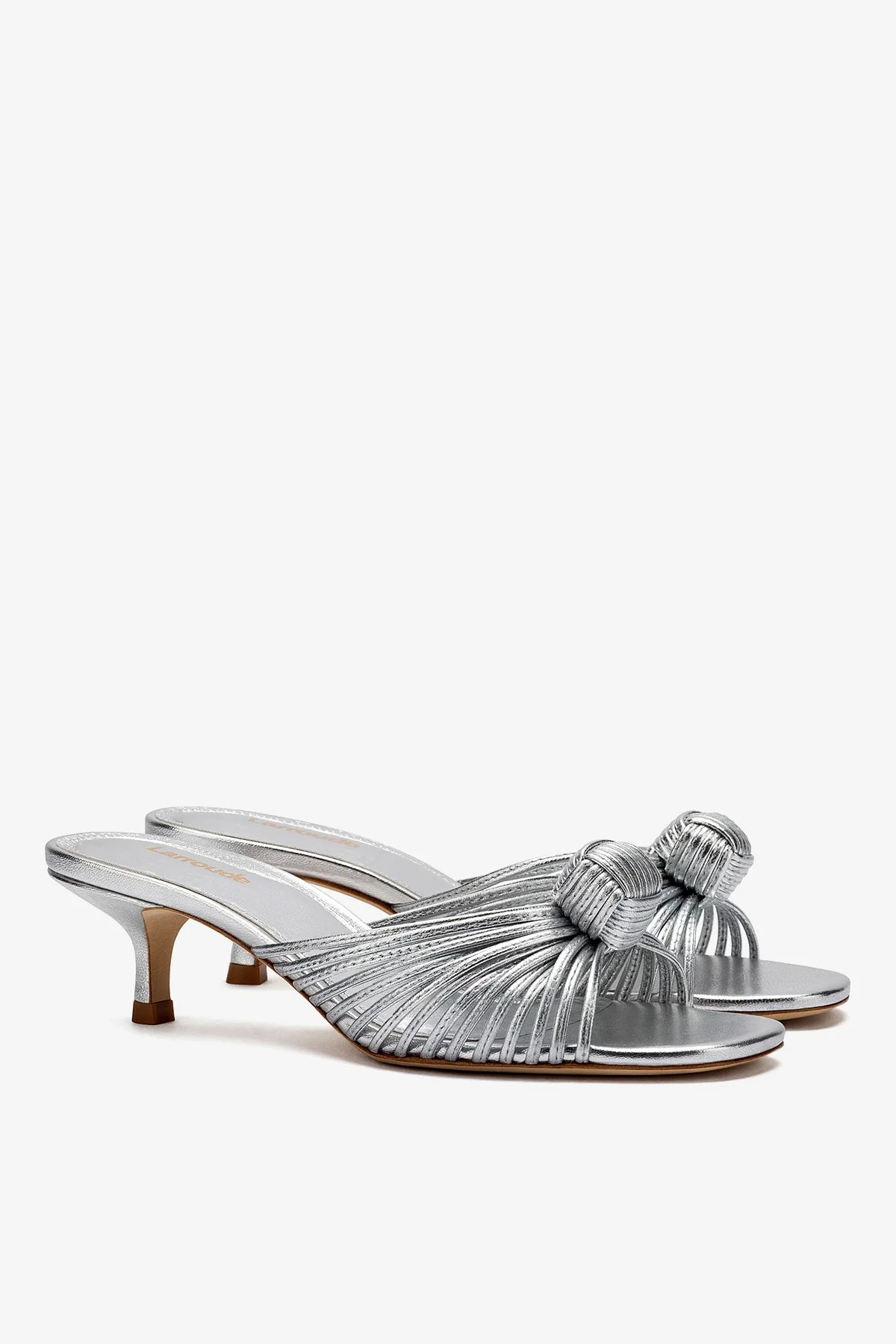 Valerie Mule In Silver Metallic Leather - Image 3