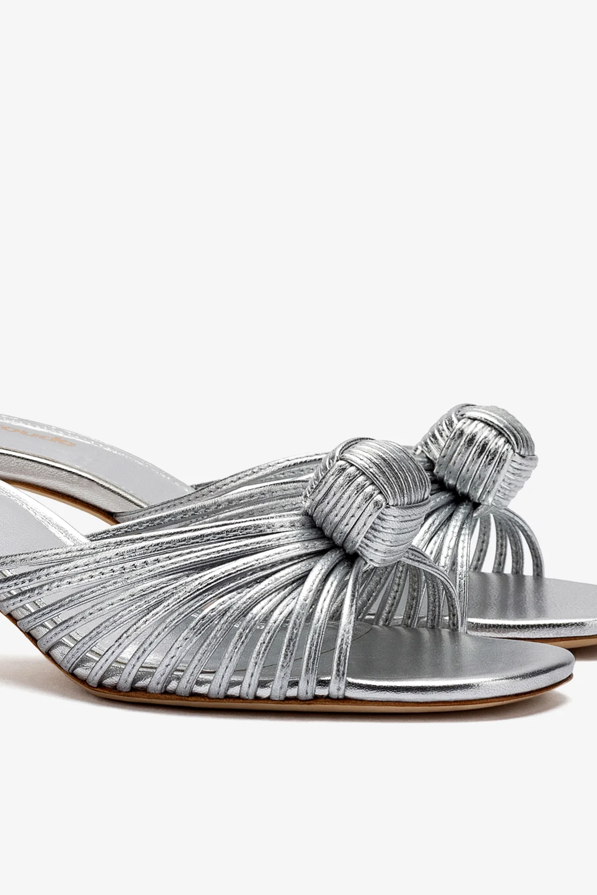Valerie Mule In Silver Metallic Leather - Image 4