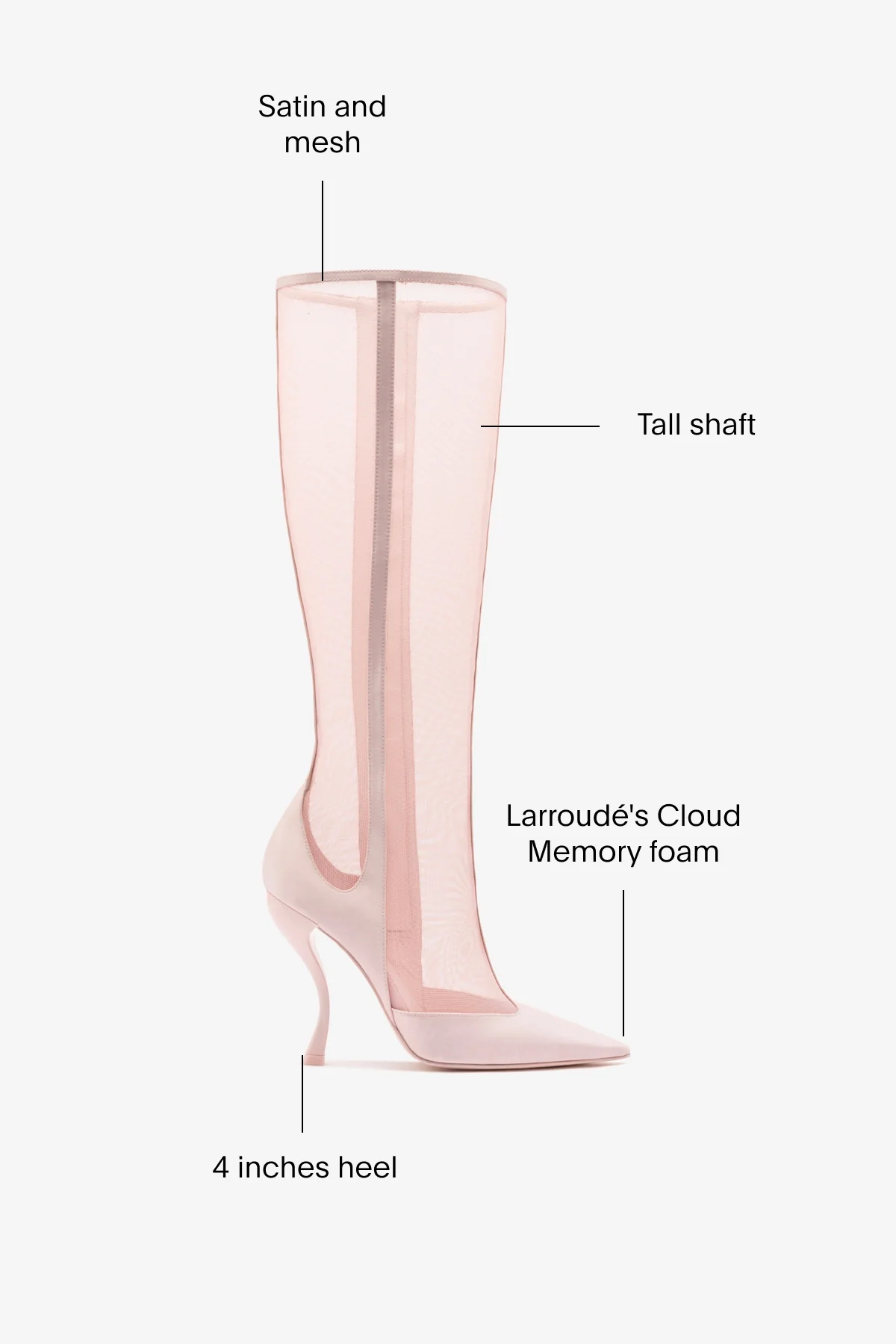 Larroudé by Nicolò B. Zuzu Mesh Boot In Strawberry Satin - Image 5