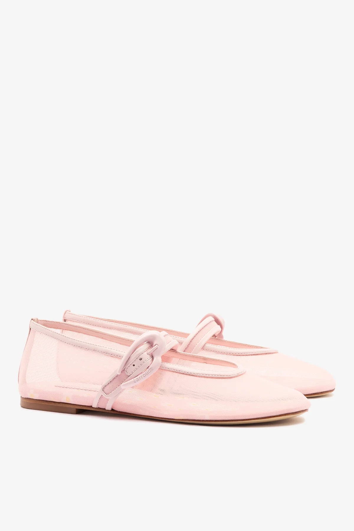 Verona Mesh Ballet Flat In Strawberry Cream Mesh and Leather - Image 3