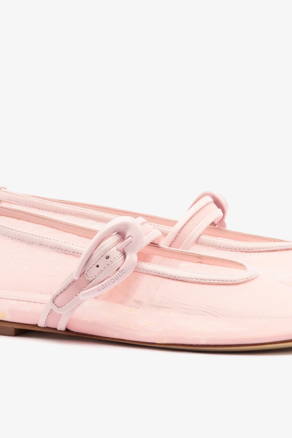 Verona Mesh Ballet Flat In Strawberry Cream Mesh and Leather - Image 4