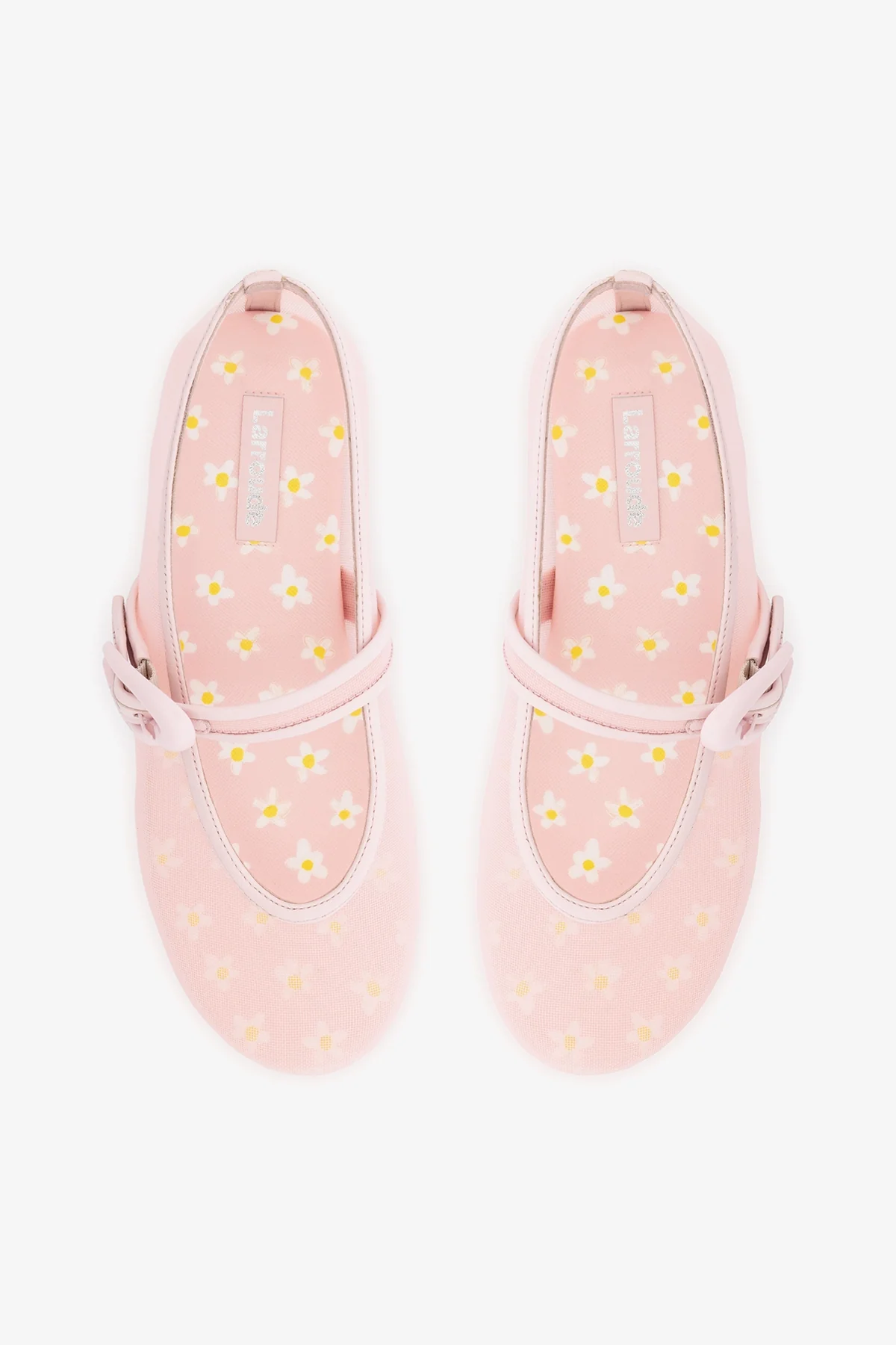 Verona Mesh Ballet Flat In Strawberry Cream Mesh and Leather - Image 6