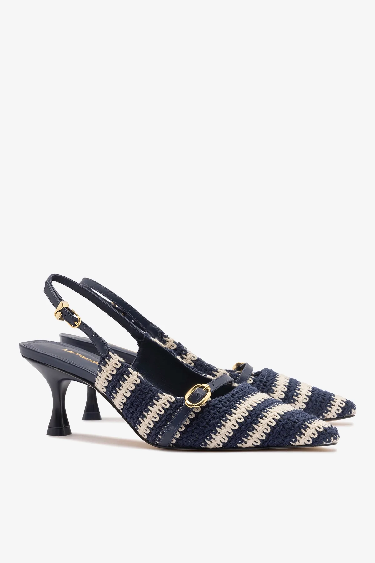 Ines Crochet Pump Striped Navy - Image 3