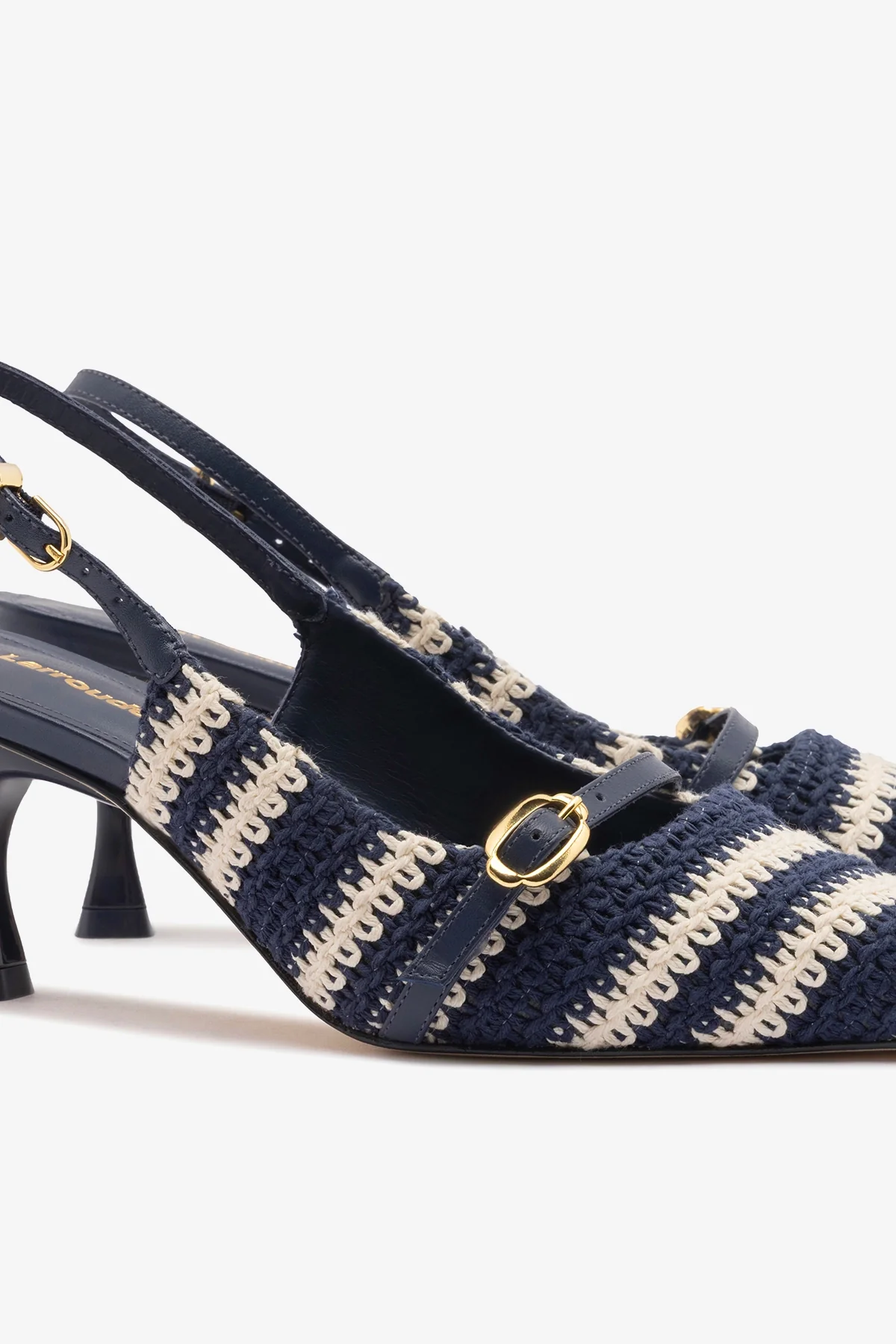 Ines Crochet Pump Striped Navy - Image 4