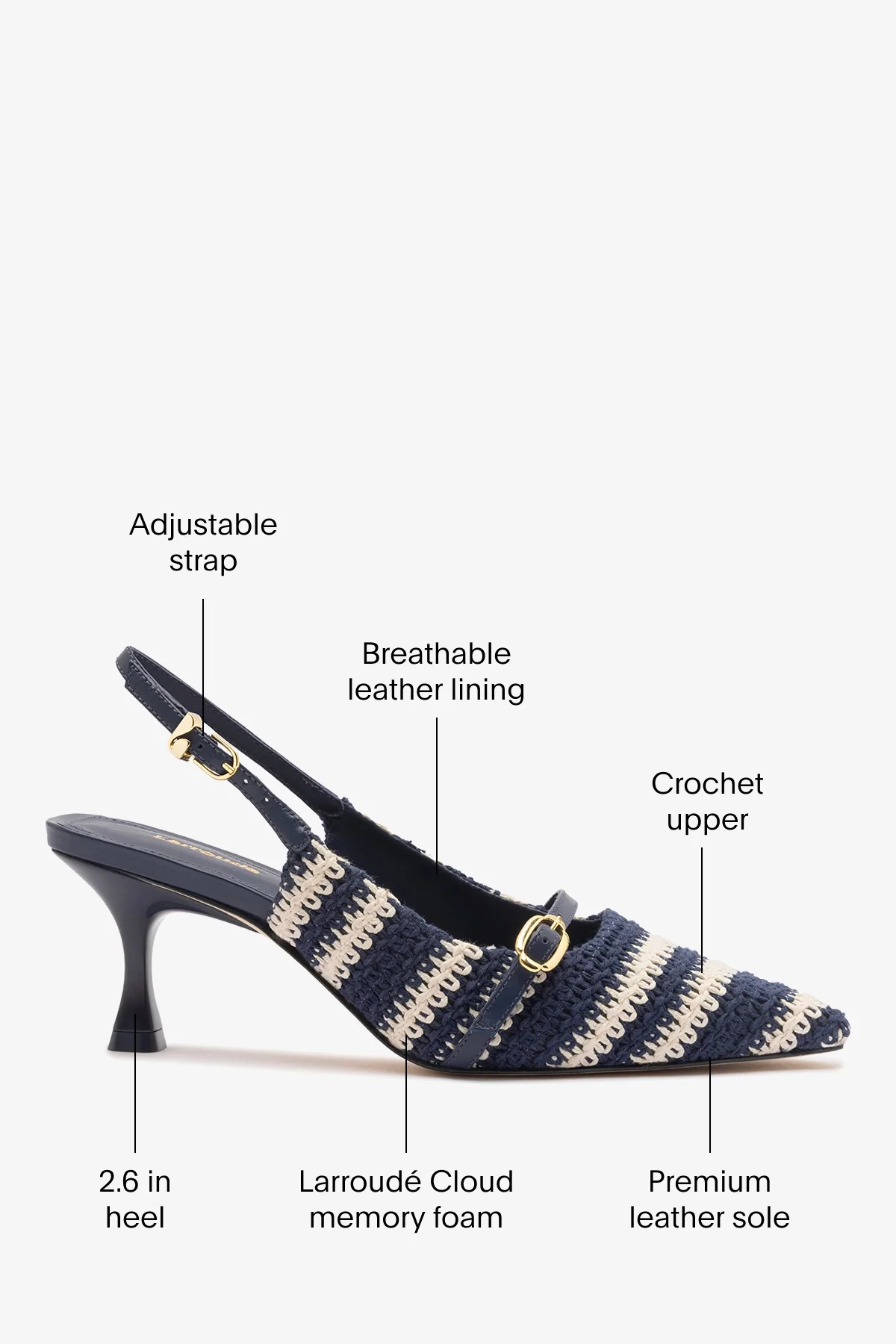 Ines Crochet Pump Striped Navy - Image 5