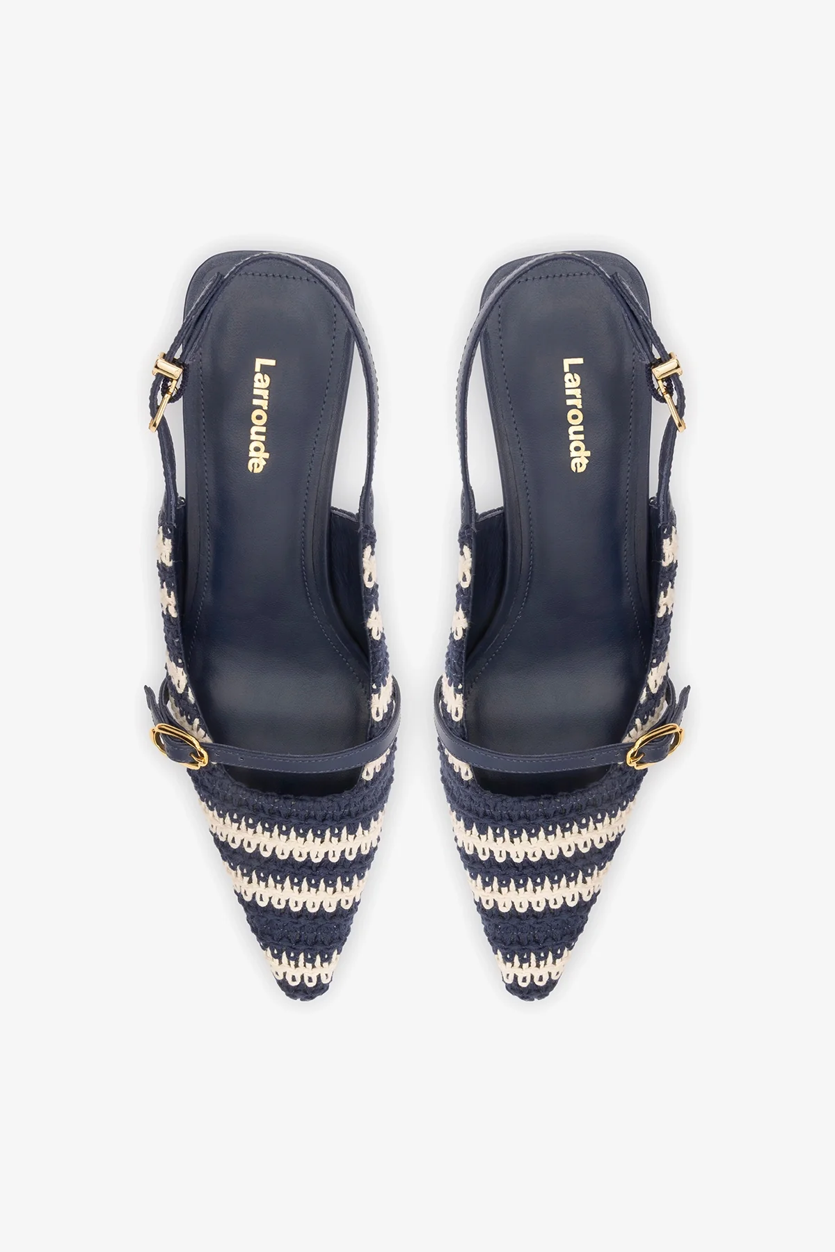 Ines Crochet Pump Striped Navy - Image 6