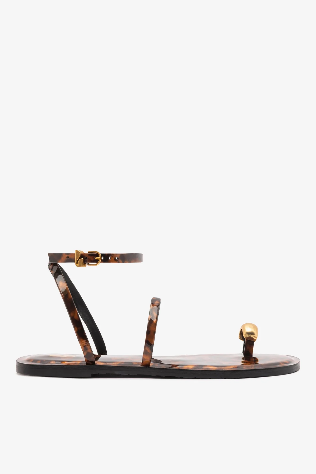 Biarritz Flat Sandal Tortoise Leather