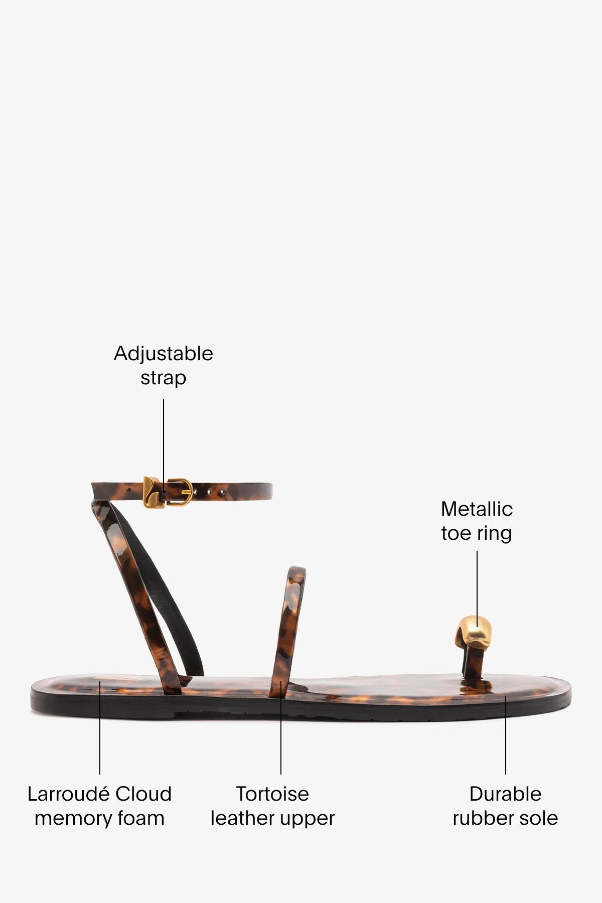 Biarritz Flat Sandal Tortoise Leather - Image 5