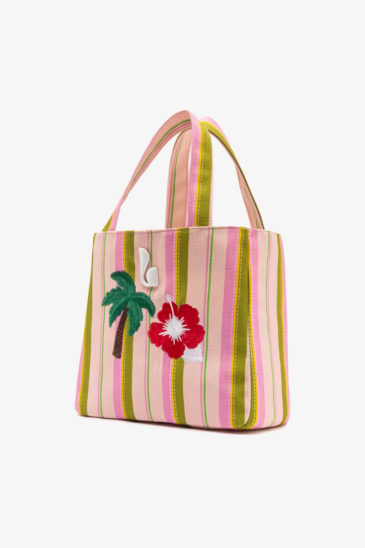 Poppy Mini Tote Bag In Tulip And Emerald Raffia - Image 3