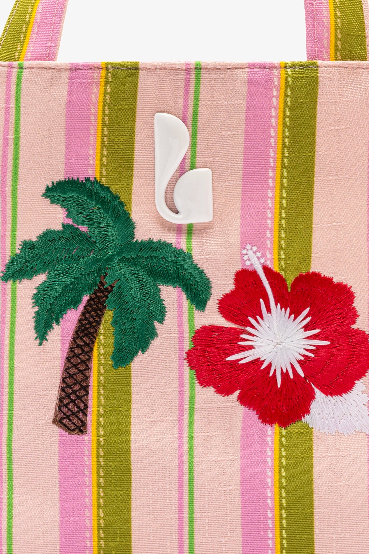 Poppy Mini Tote Bag In Tulip And Emerald Raffia - Image 4