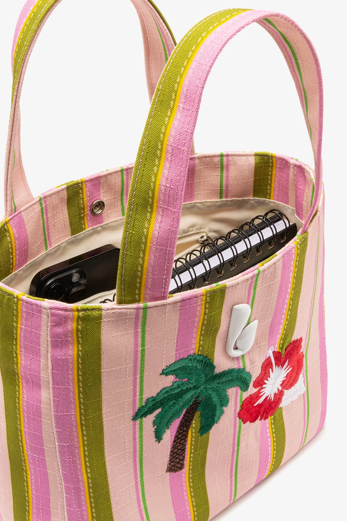 Poppy Mini Tote Bag In Tulip And Emerald Raffia - Image 5