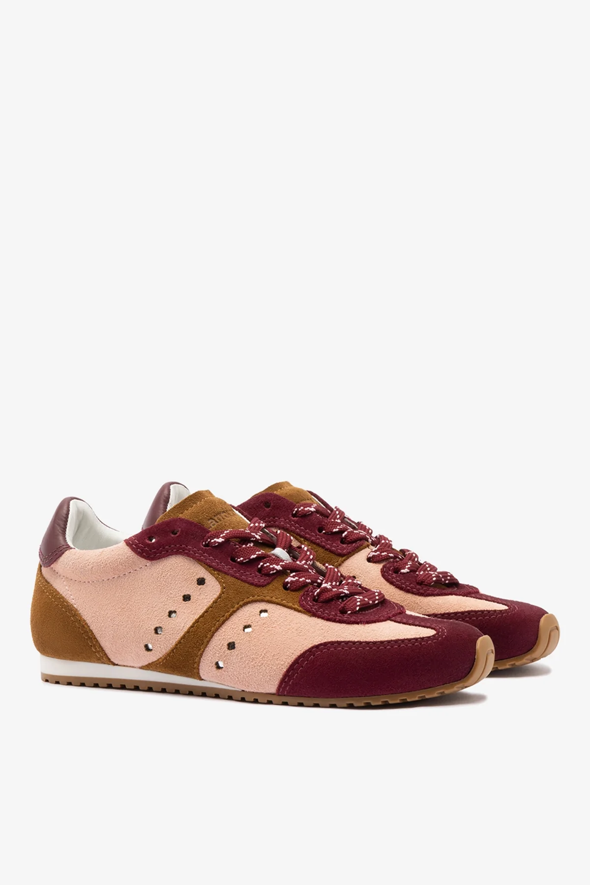 Stella Sneaker In Tulip, Russet and Wine Suede and Silver Metallic Leather - Image 3