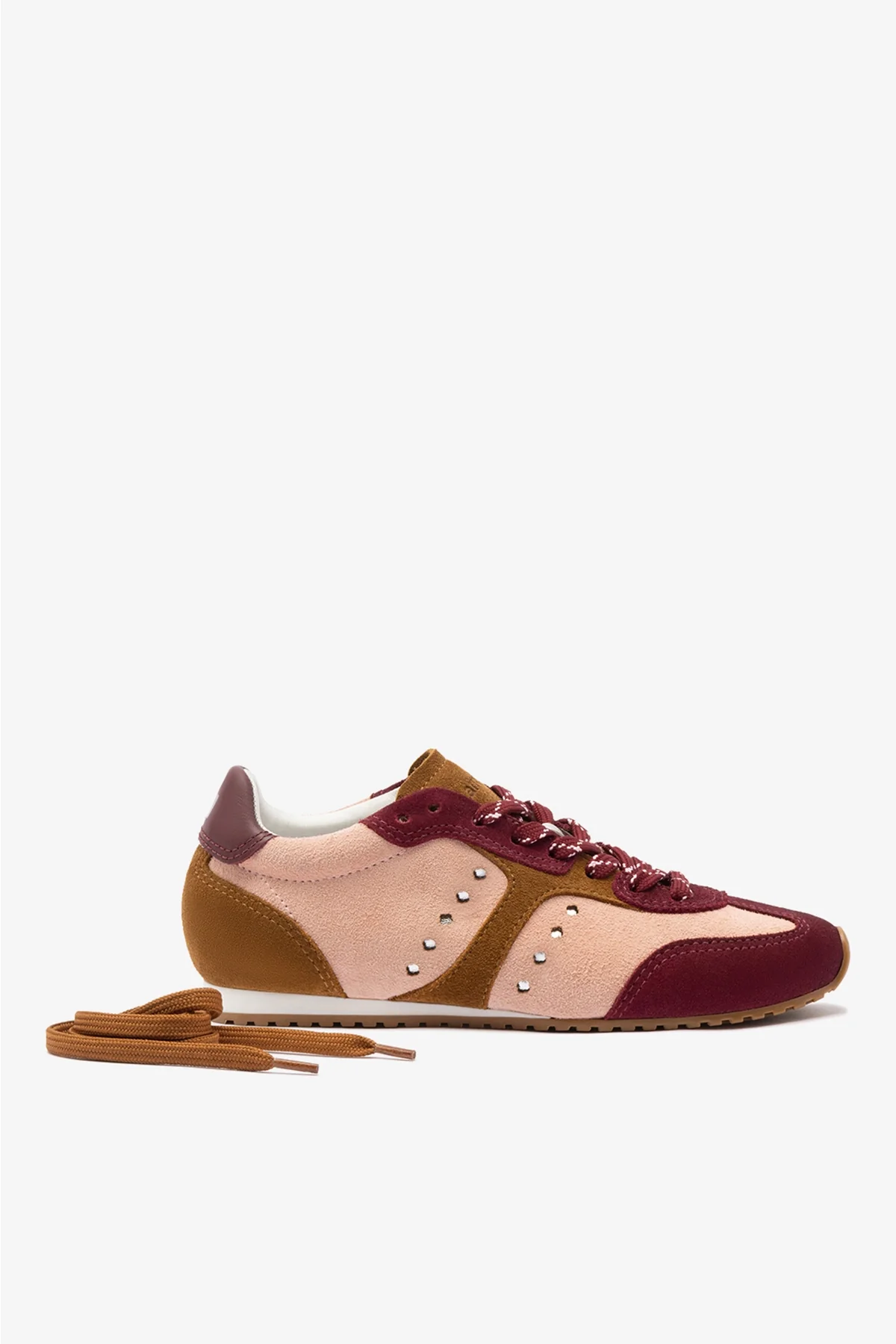 Stella Sneaker In Tulip, Russet and Wine Suede and Silver Metallic Leather - Image 6