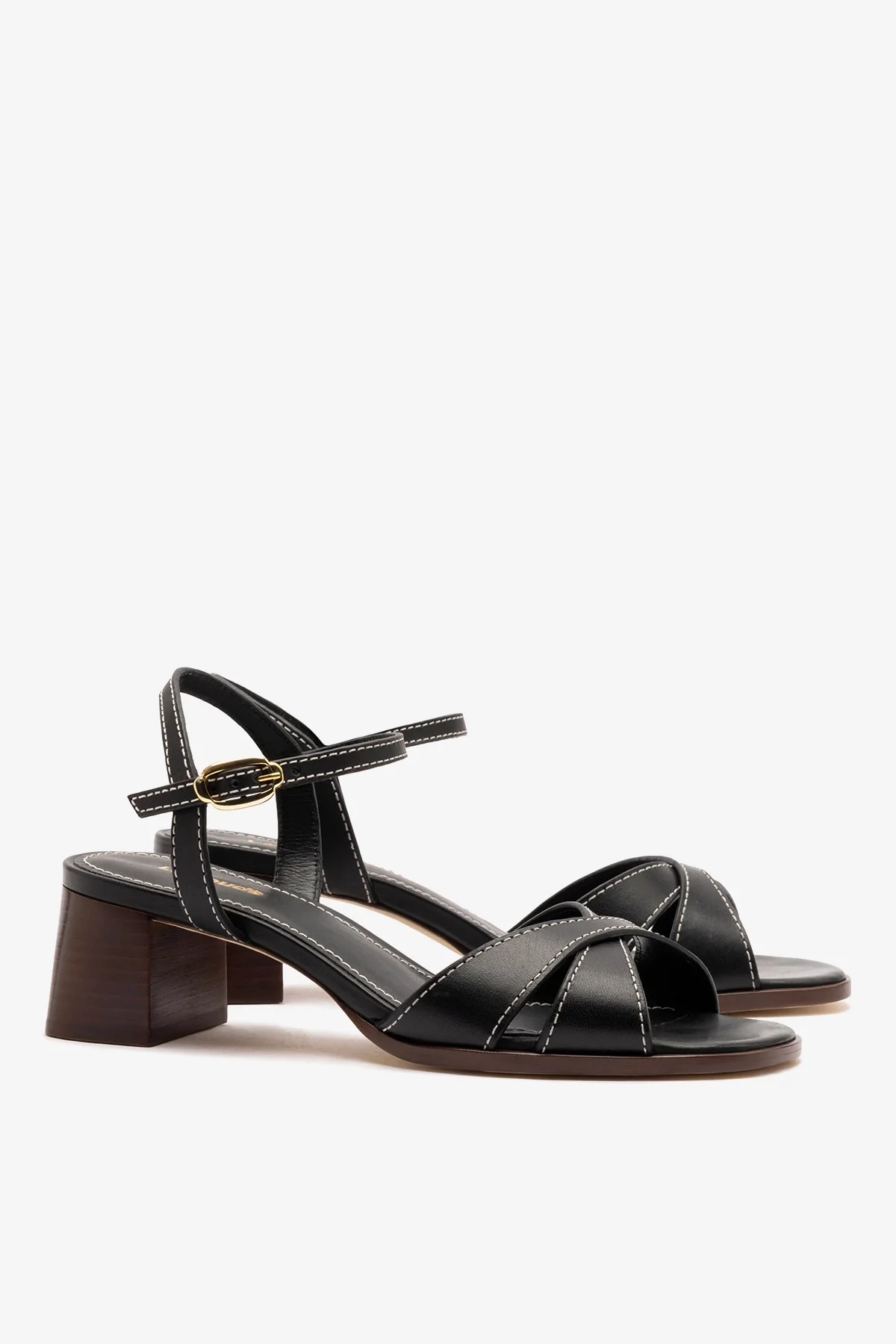 Roma Sandal In Vegetale Black Leather - Image 3