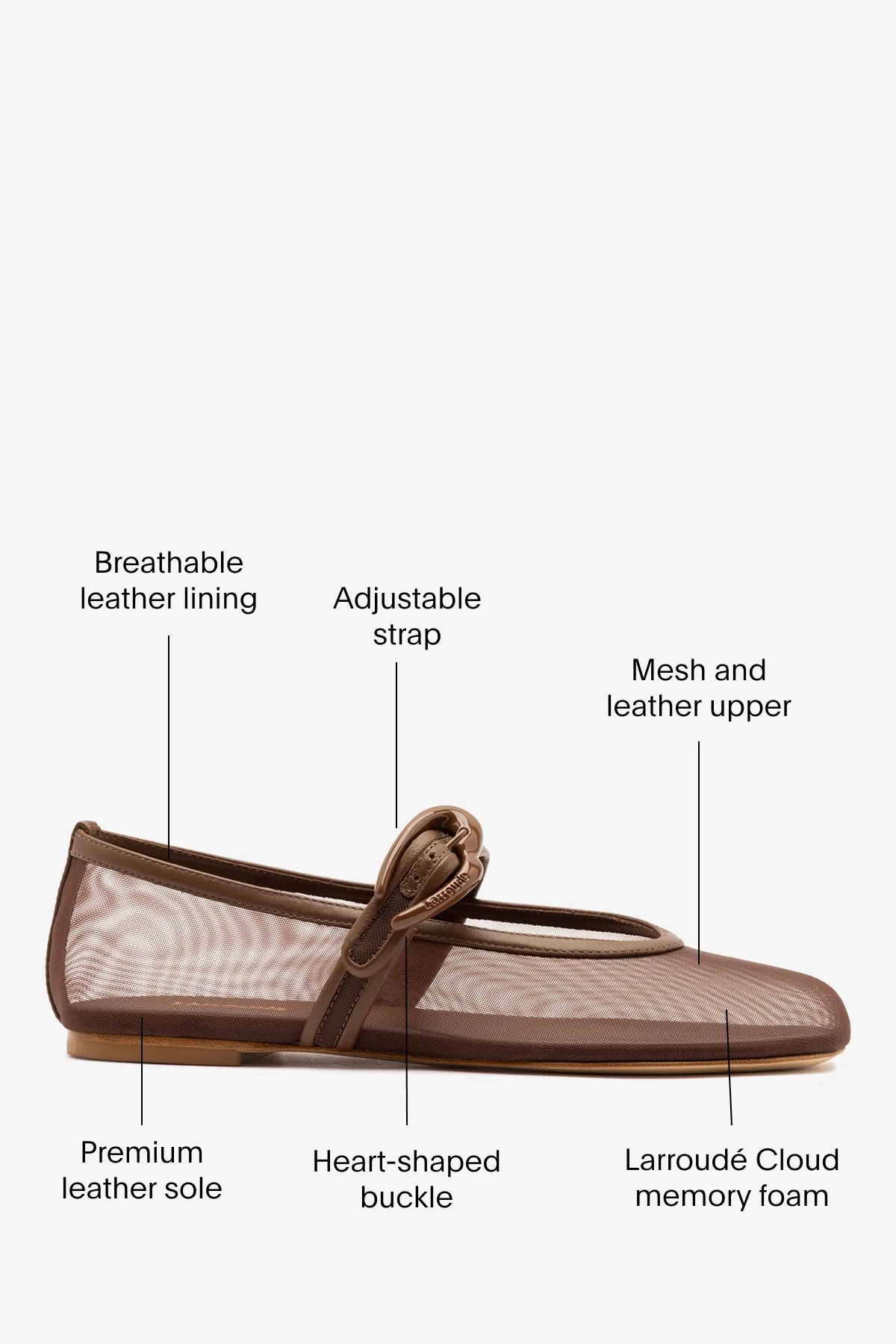 Verona Mesh Ballet Flat Burnt Umber Leather - Image 5