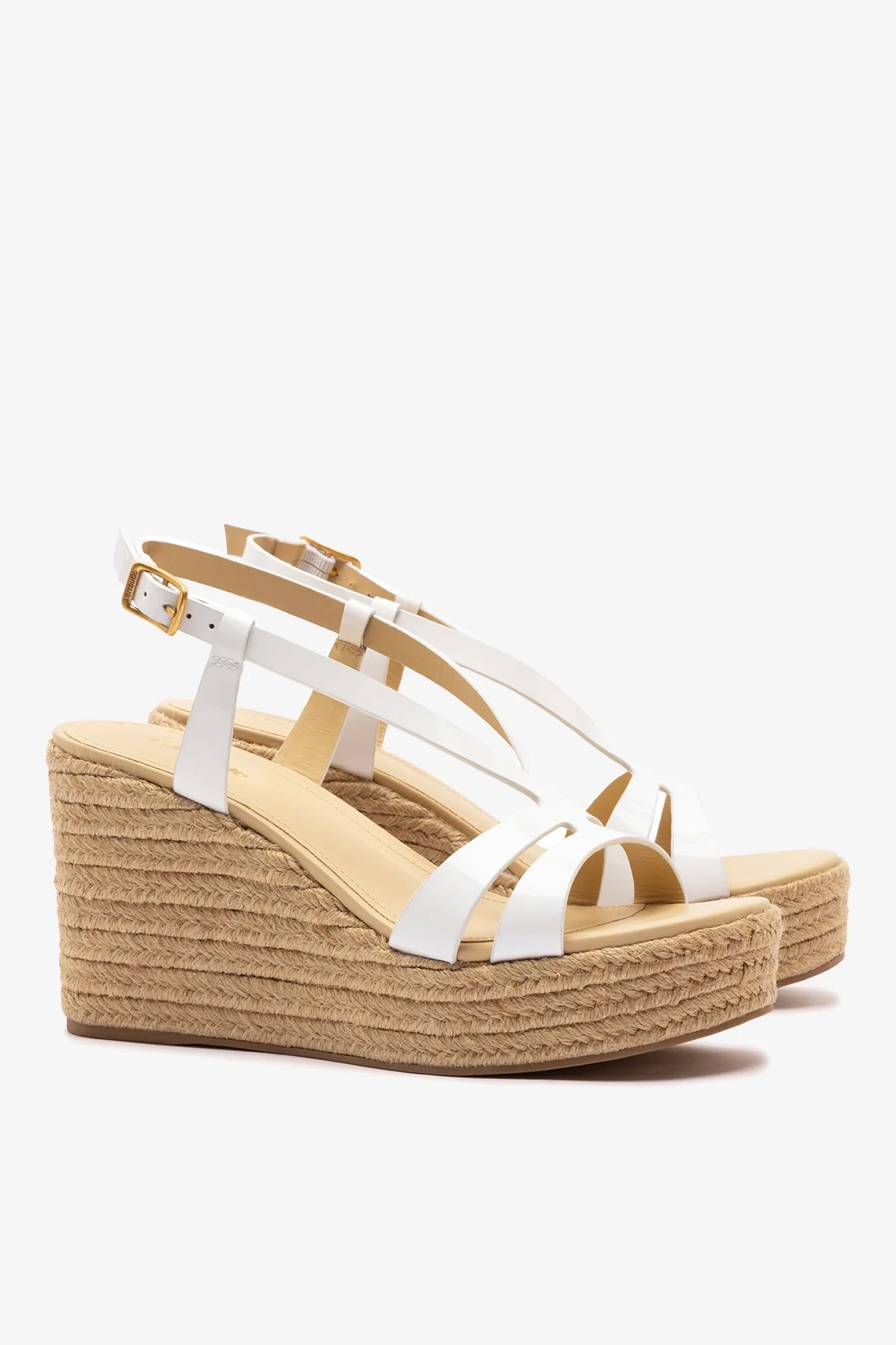 Daphne Espadrille Sandal White Patent Leather - Image 3