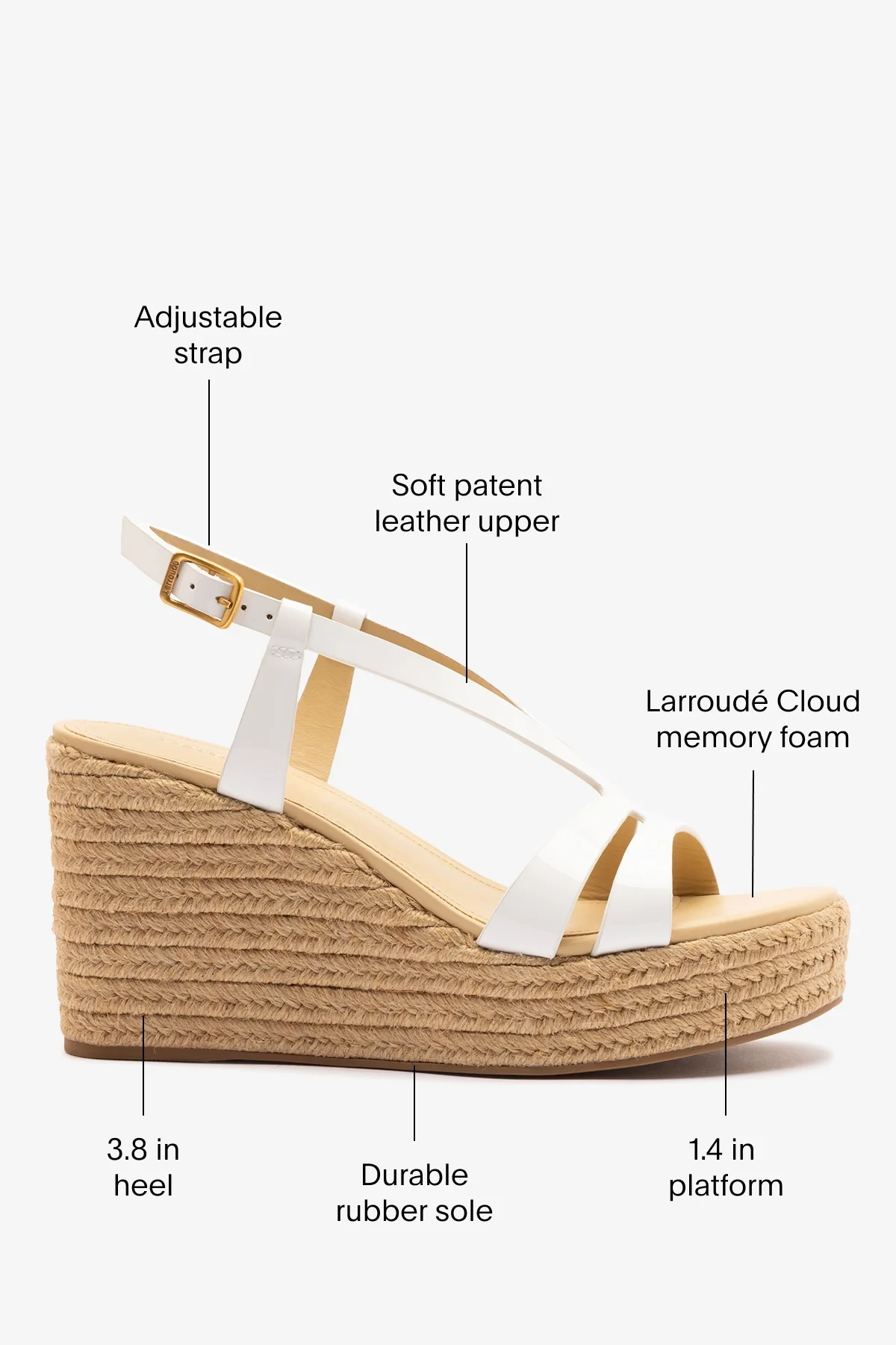 Daphne Espadrille Sandal White Patent Leather - Image 5