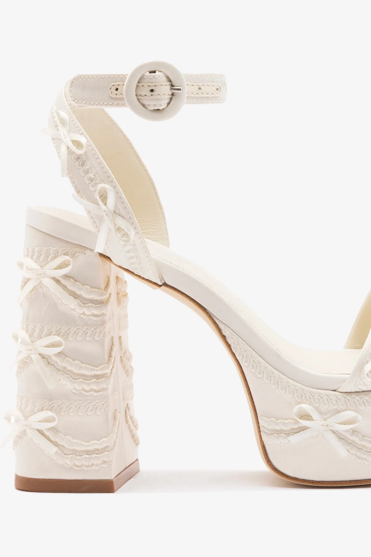Larroudé x Tanner Fletcher: Dolly Cake&Lace Sandal White Satin - Image 4