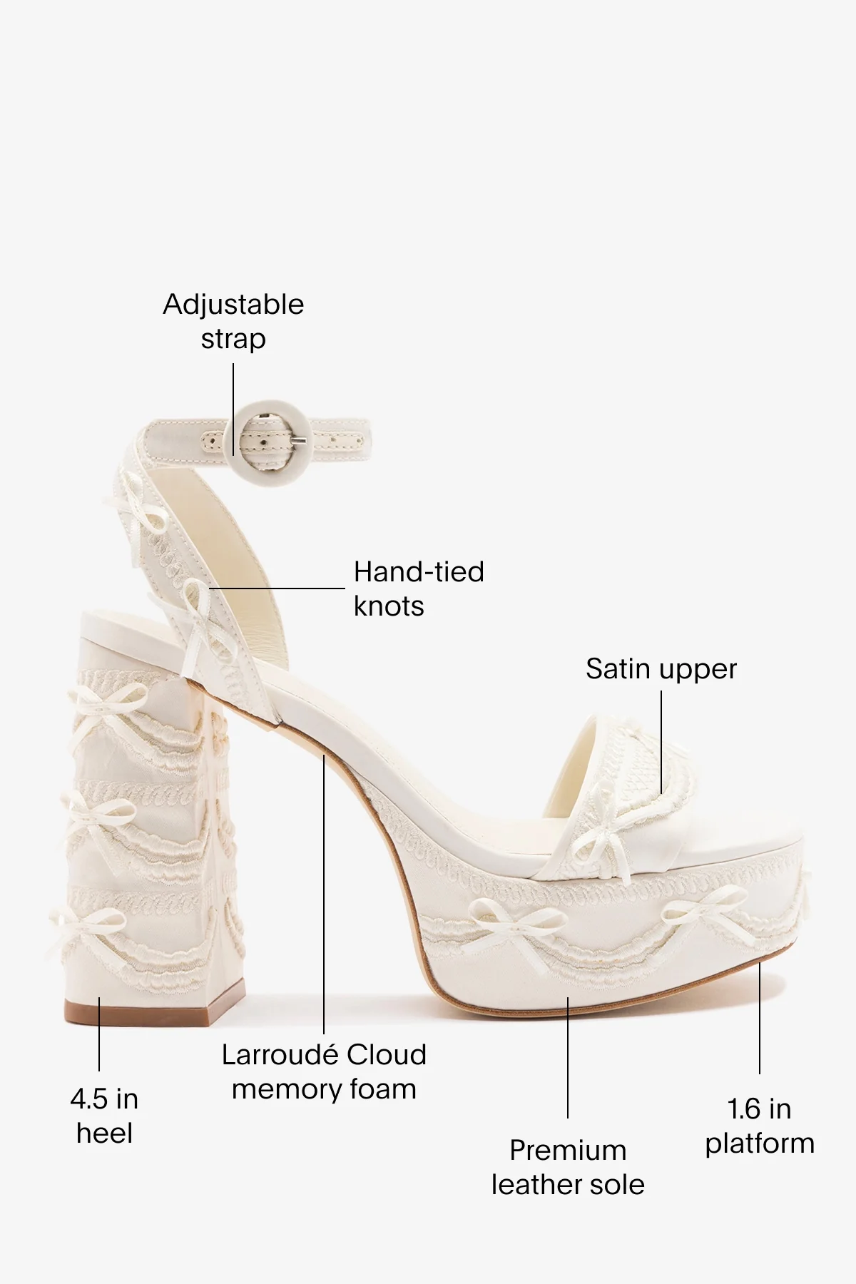 Larroudé x Tanner Fletcher: Dolly Cake&Lace Sandal White Satin - Image 5