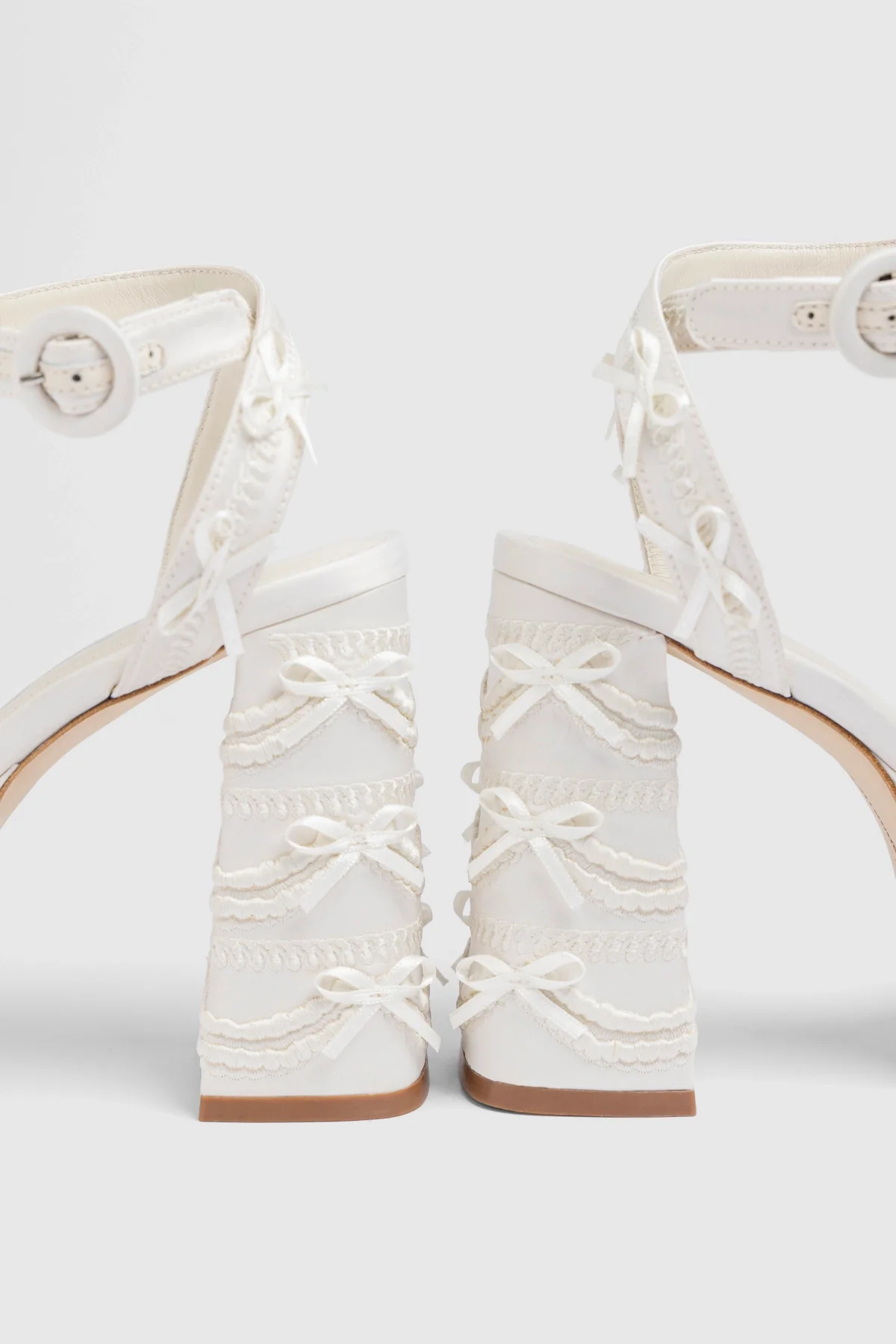Larroudé x Tanner Fletcher: Dolly Cake&Lace Sandal White Satin - Image 6