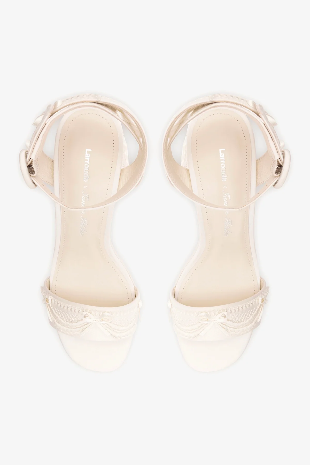 Larroudé x Tanner Fletcher: Dolly Cake&Lace Sandal White Satin - Image 7