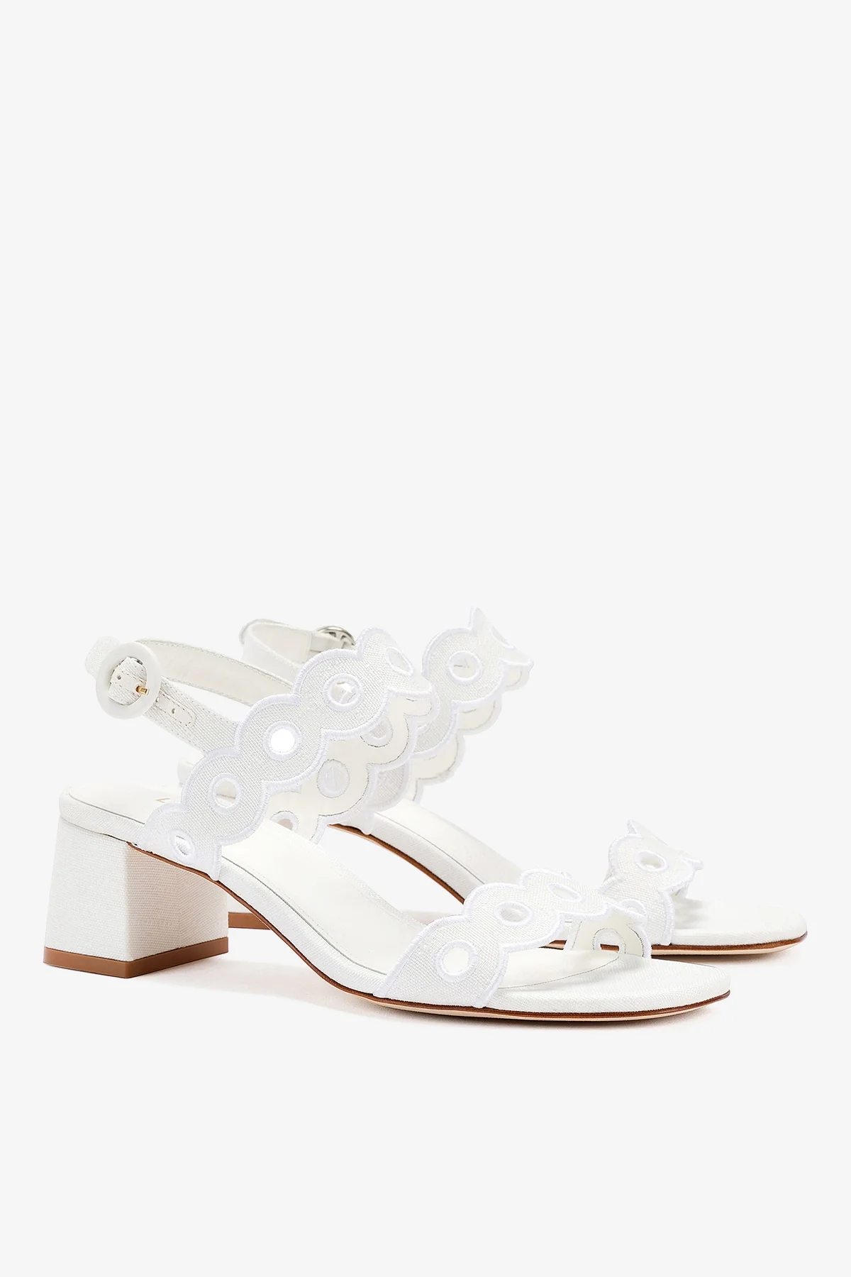 Florence Broderie Sandal In White Raffia - Image 3