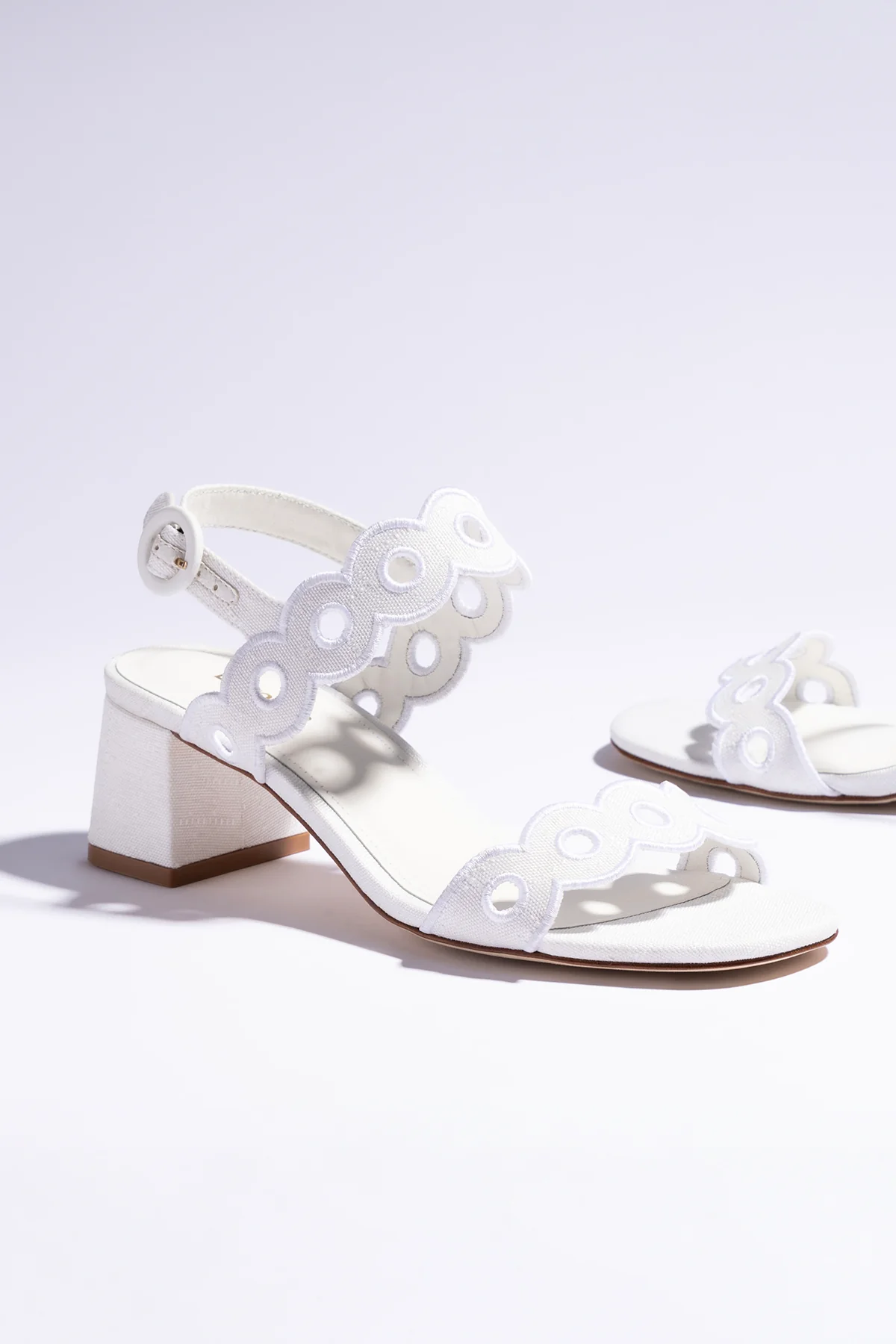 Florence Broderie Sandal In White Raffia - Image 6