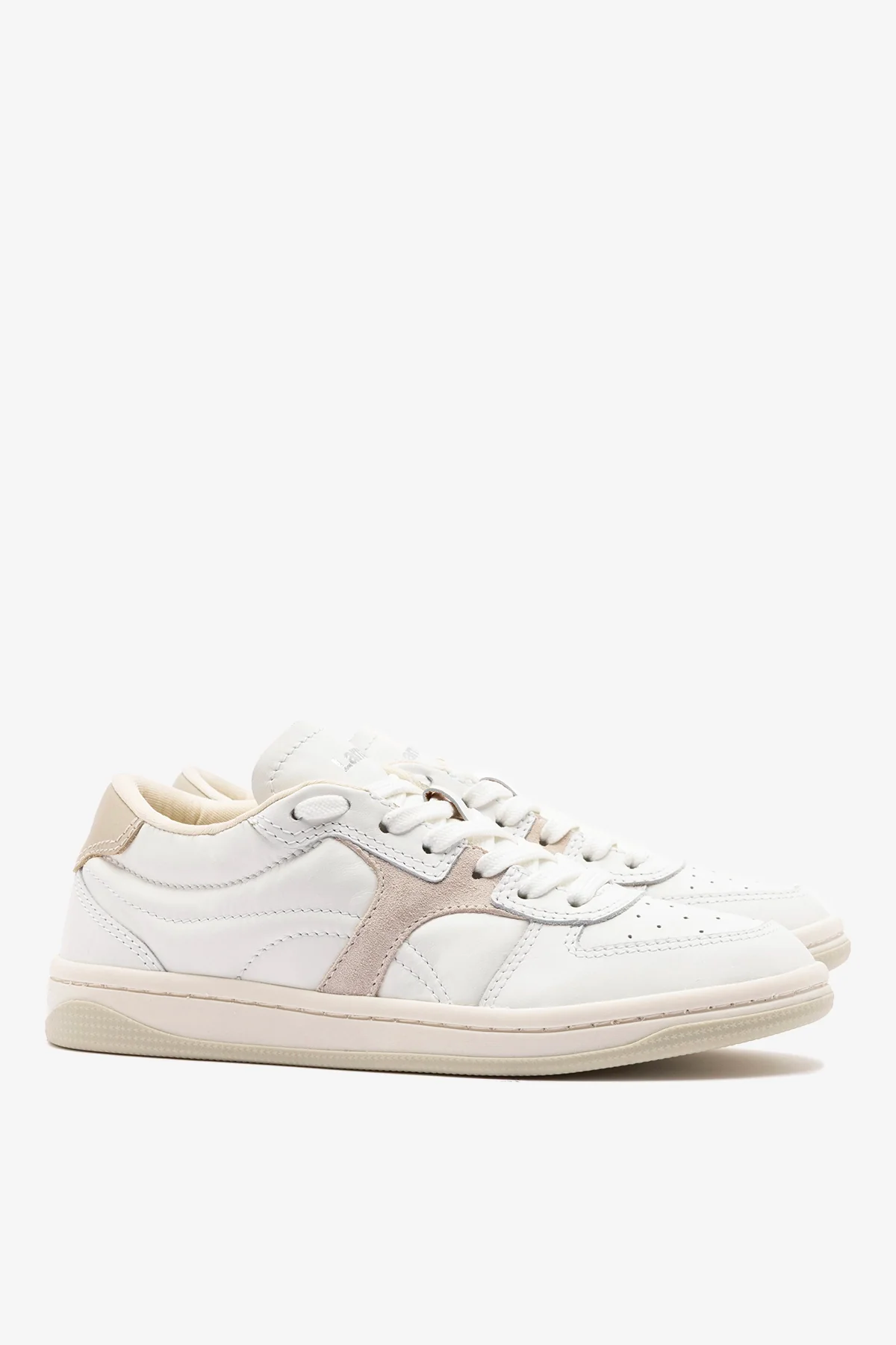 George Sneaker In White Leather and Mushroom Grey Suede - Image 4