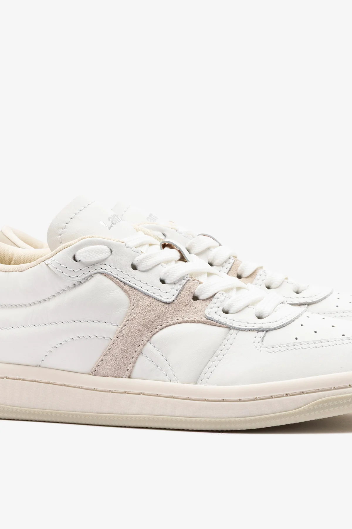 George Sneaker In White Leather and Mushroom Grey Suede - Image 5