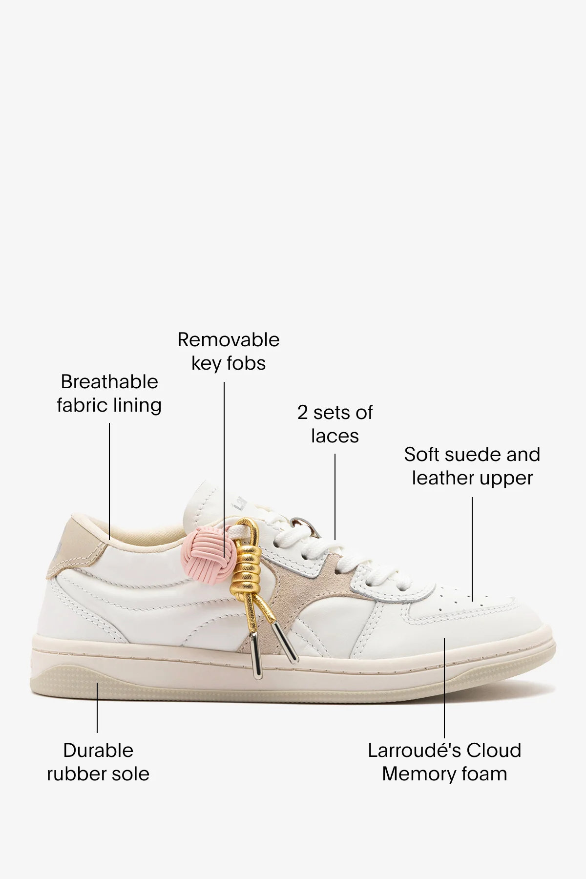 George Sneaker In White Leather and Mushroom Grey Suede - Image 6