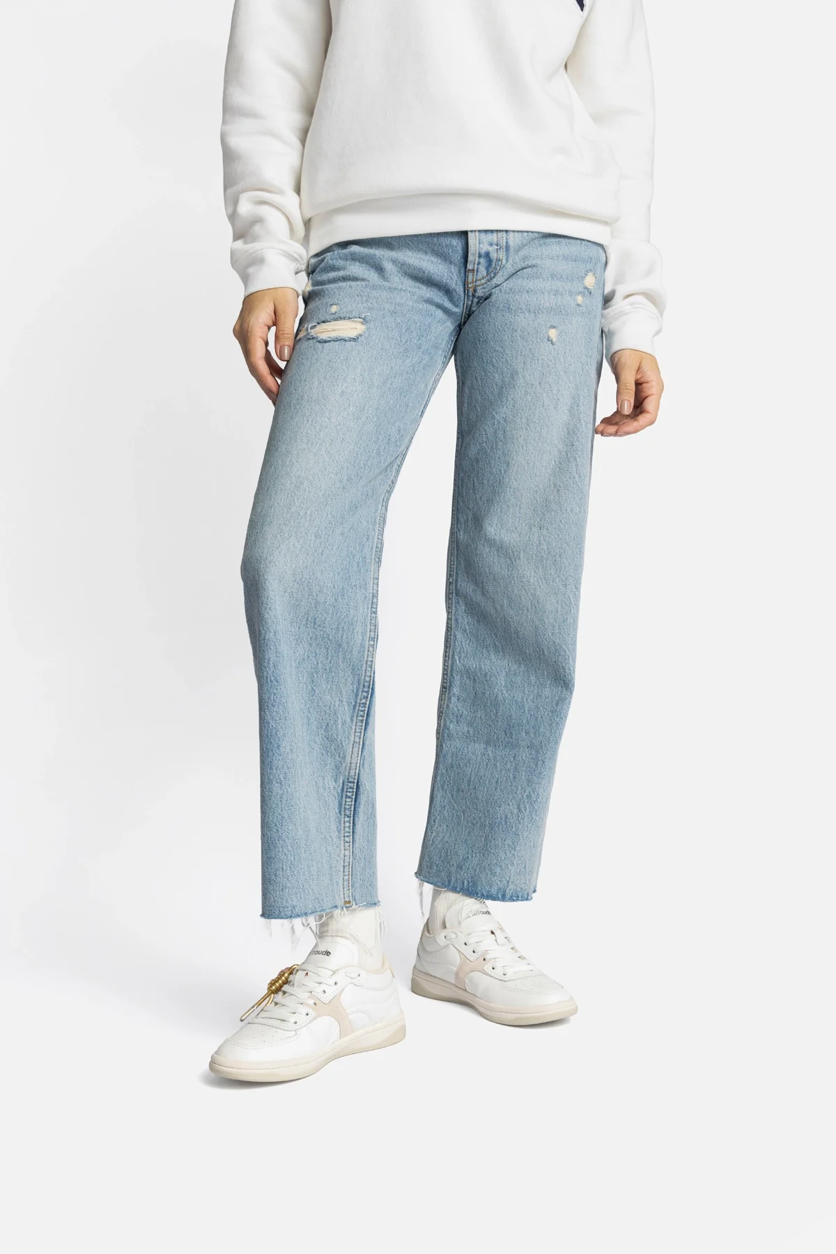 George Sneaker In White Leather and Mushroom Grey Suede - Image 7
