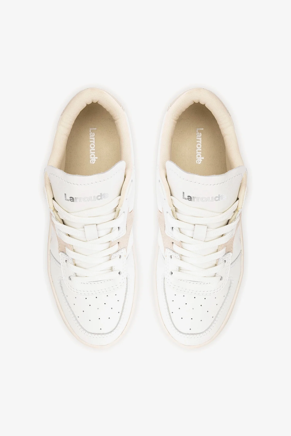 George Sneaker In White Leather and Mushroom Grey Suede - Image 8