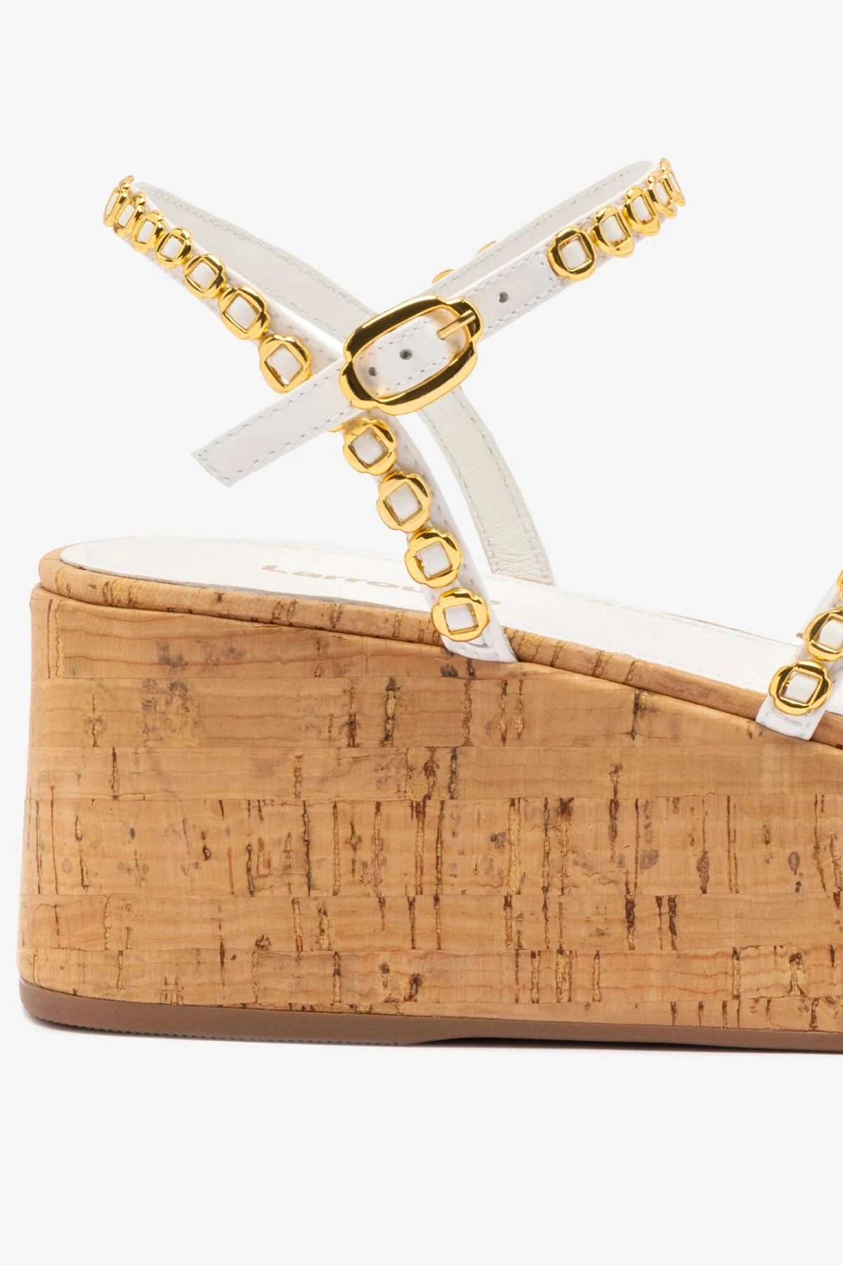 Gio Milanina Flatform In White Patent Leather and Natural Cork - Image 4