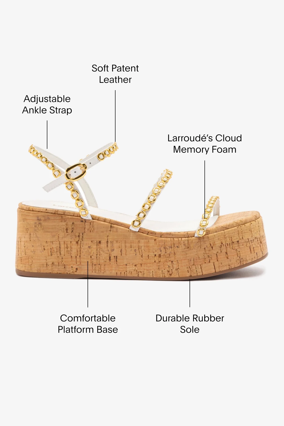 Gio Milanina Flatform In White Patent Leather and Natural Cork - Image 5