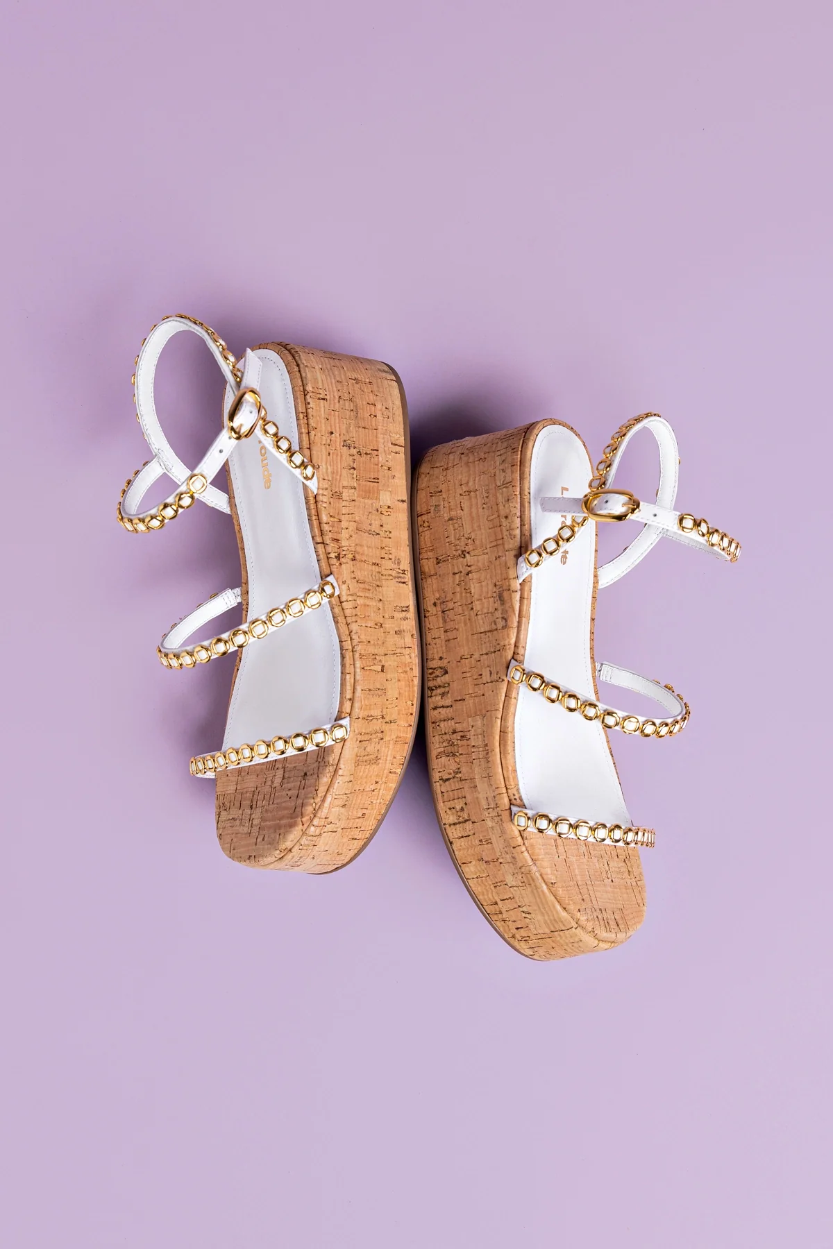 Gio Milanina Flatform In White Patent Leather and Natural Cork - Image 6