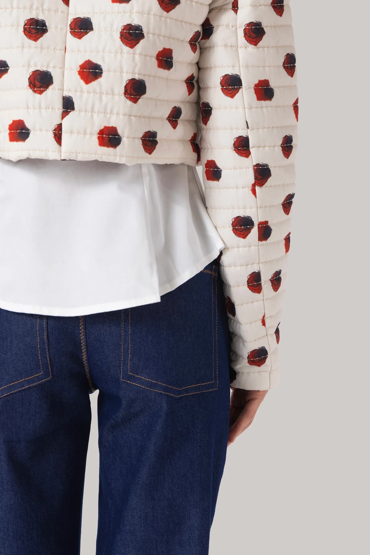 Gloria Cropped Jacket White Floral Cotton - Image 3