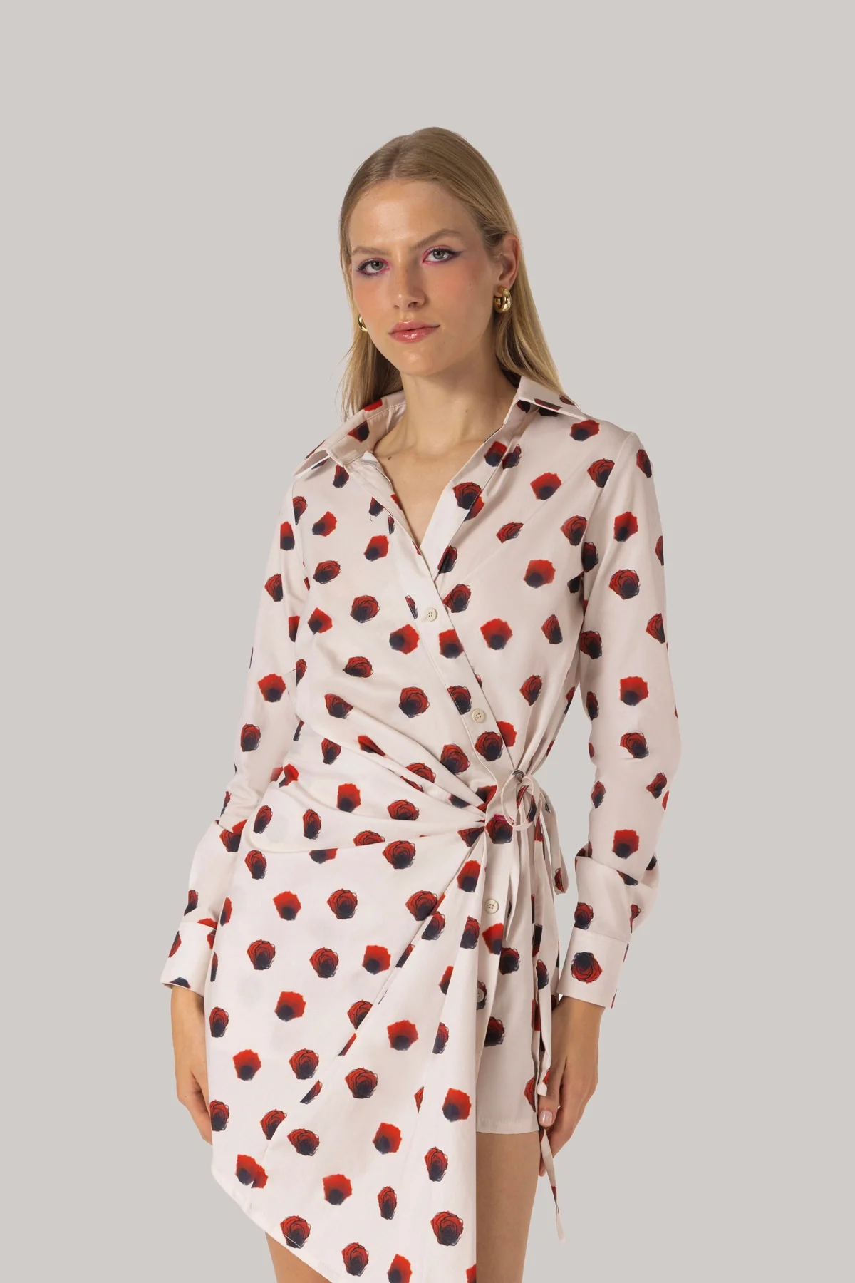Sashi Wrap Dress White Floral Cotton - Image 3