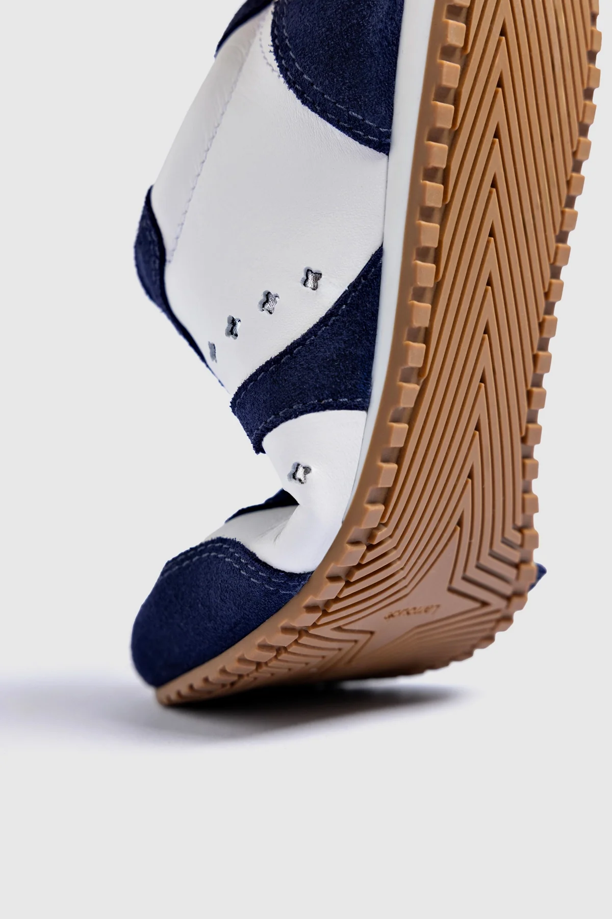Stella Sneaker In White Leather and Indigo Suede - Image 6