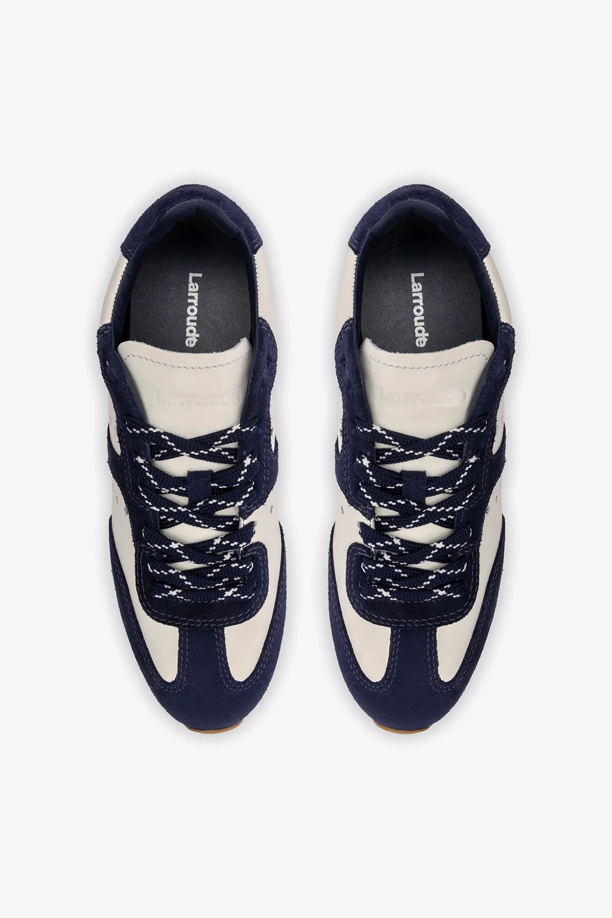 Stella Sneaker In White Leather and Indigo Suede - Image 7