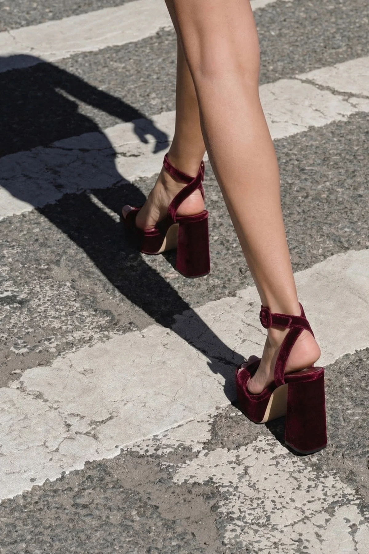 Dolly Sandal In Wine Velvet - Image 2